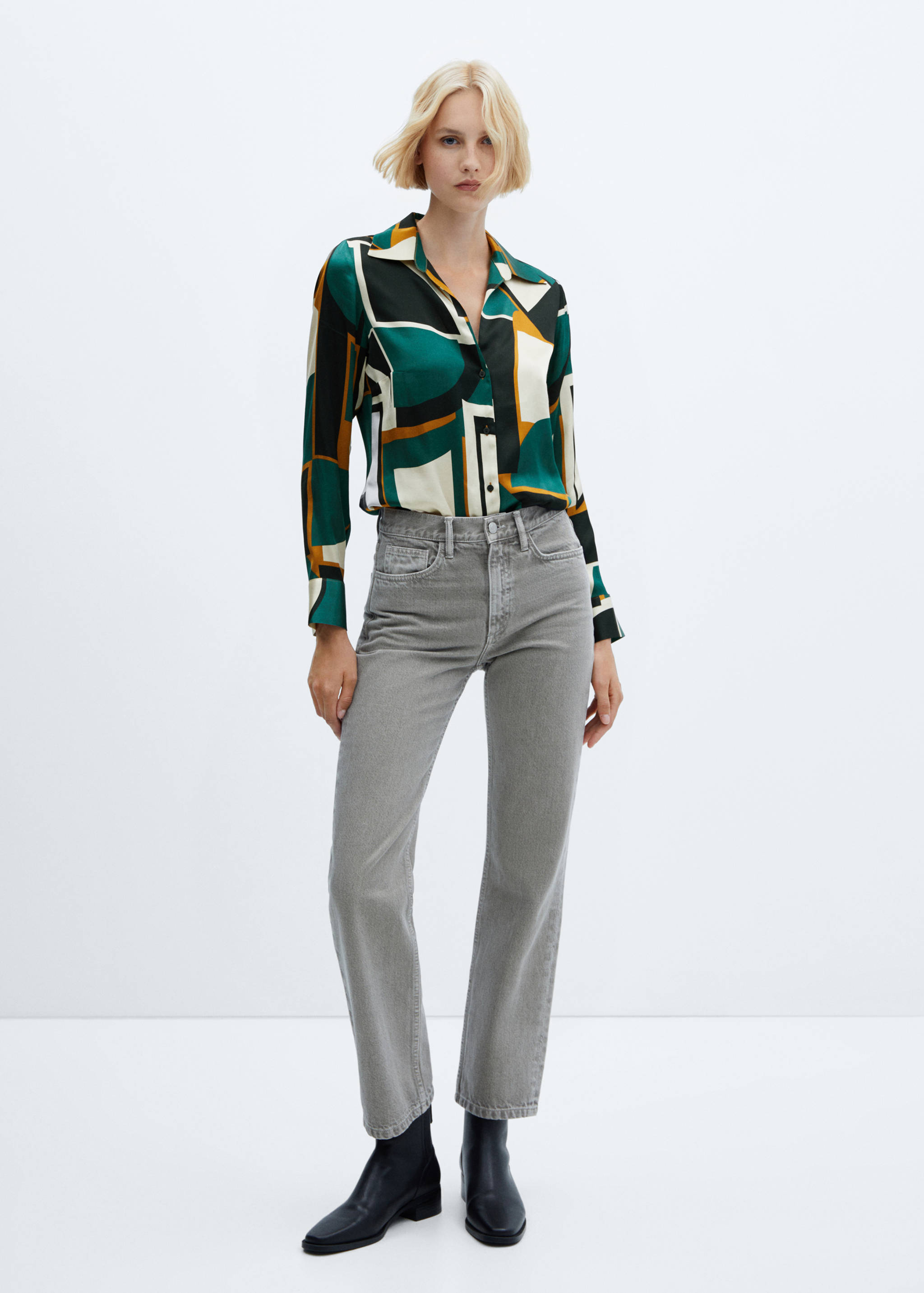 Geometric-print satin shirt - General plane