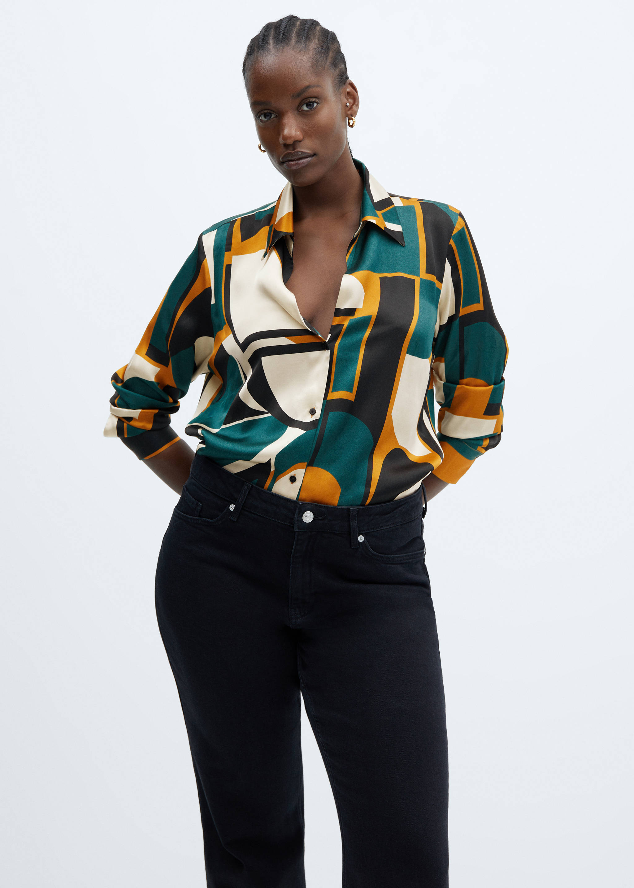 Geometric-print satin shirt - Details of the article 5