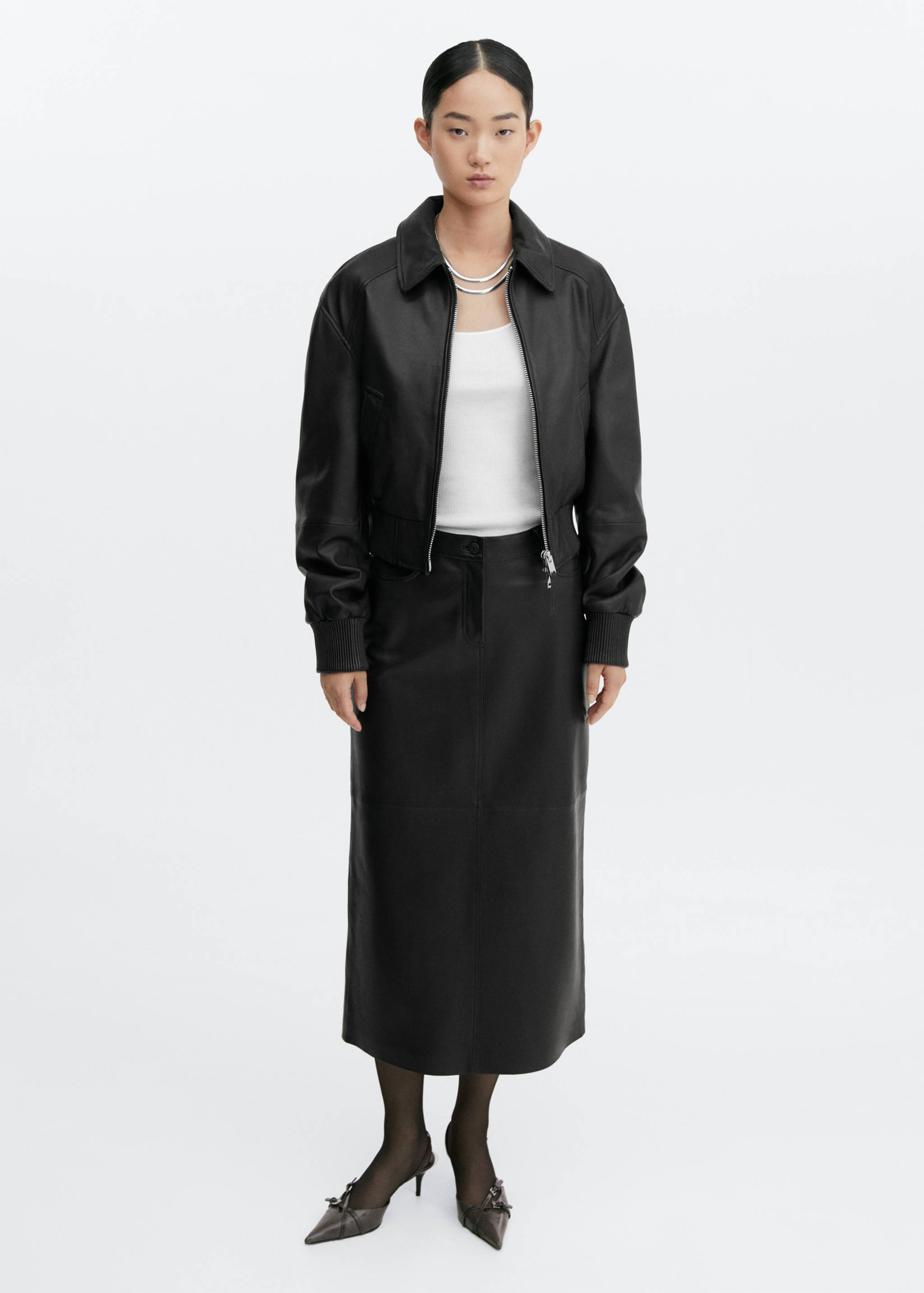 Leather pencil skirt - General plane