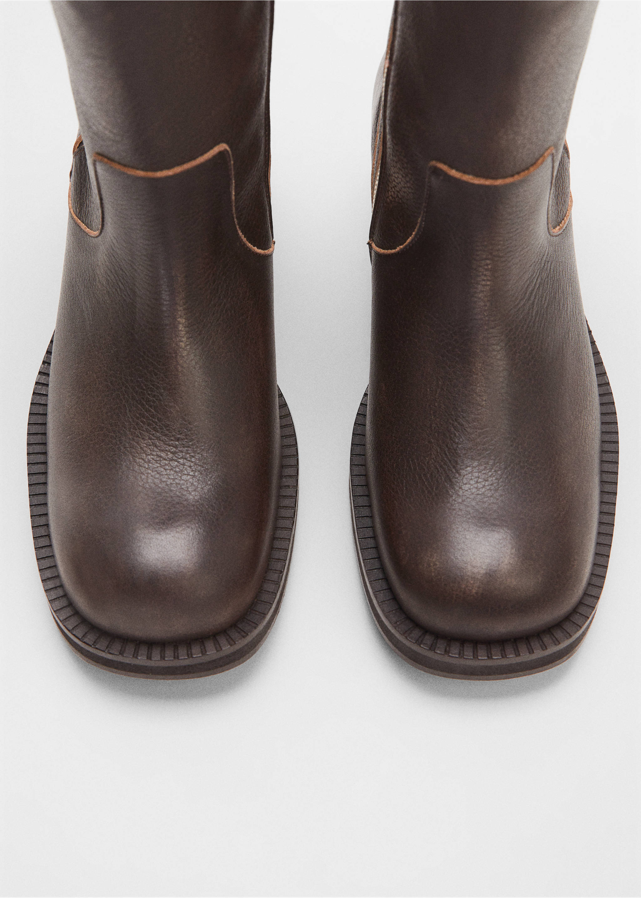 Leather biker ankle boots - Details of the article 2, Brown. Ref: 57026009-00.