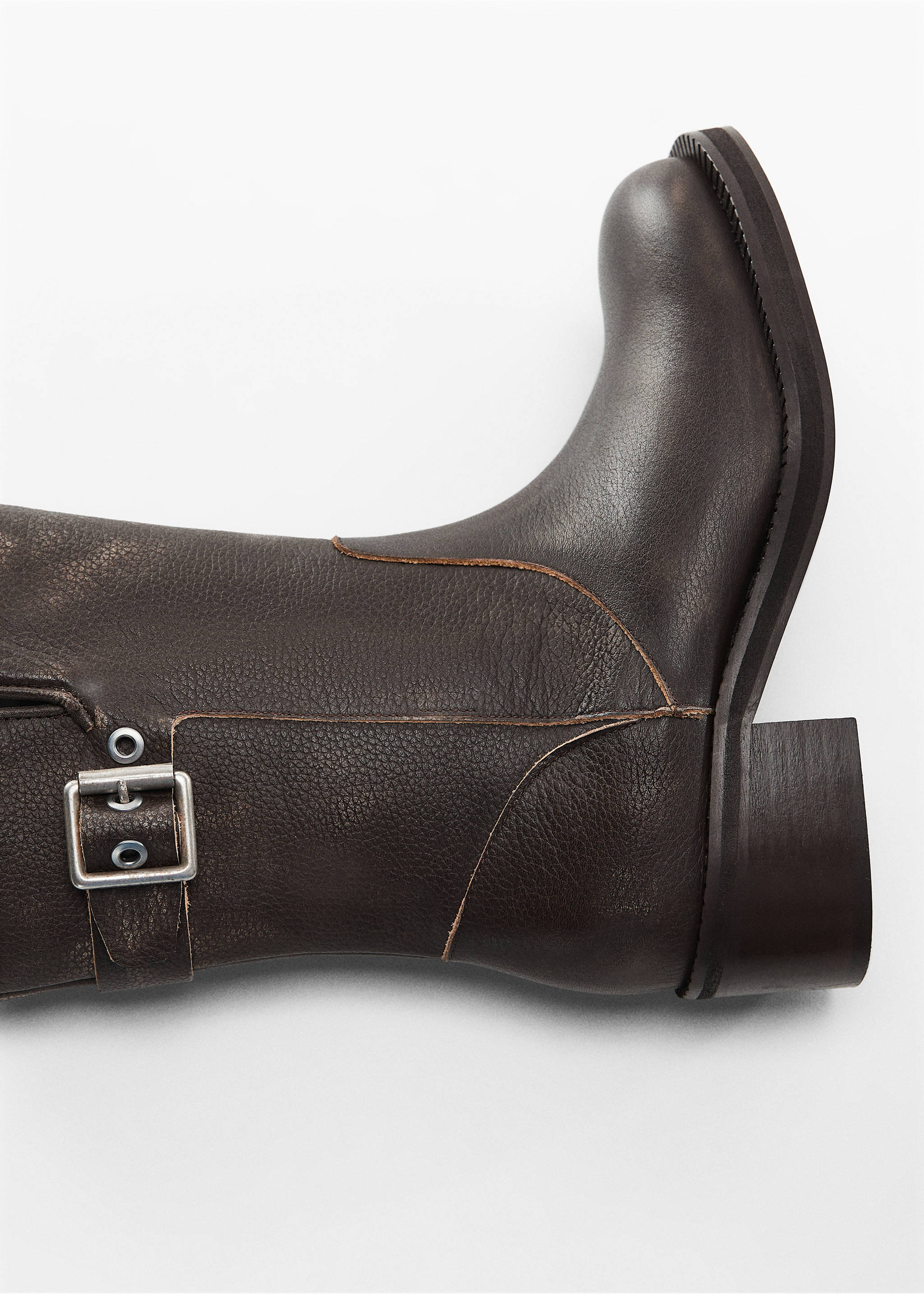 Leather biker ankle boots - Details of the article 5, Brown. Ref: 57026009-00.