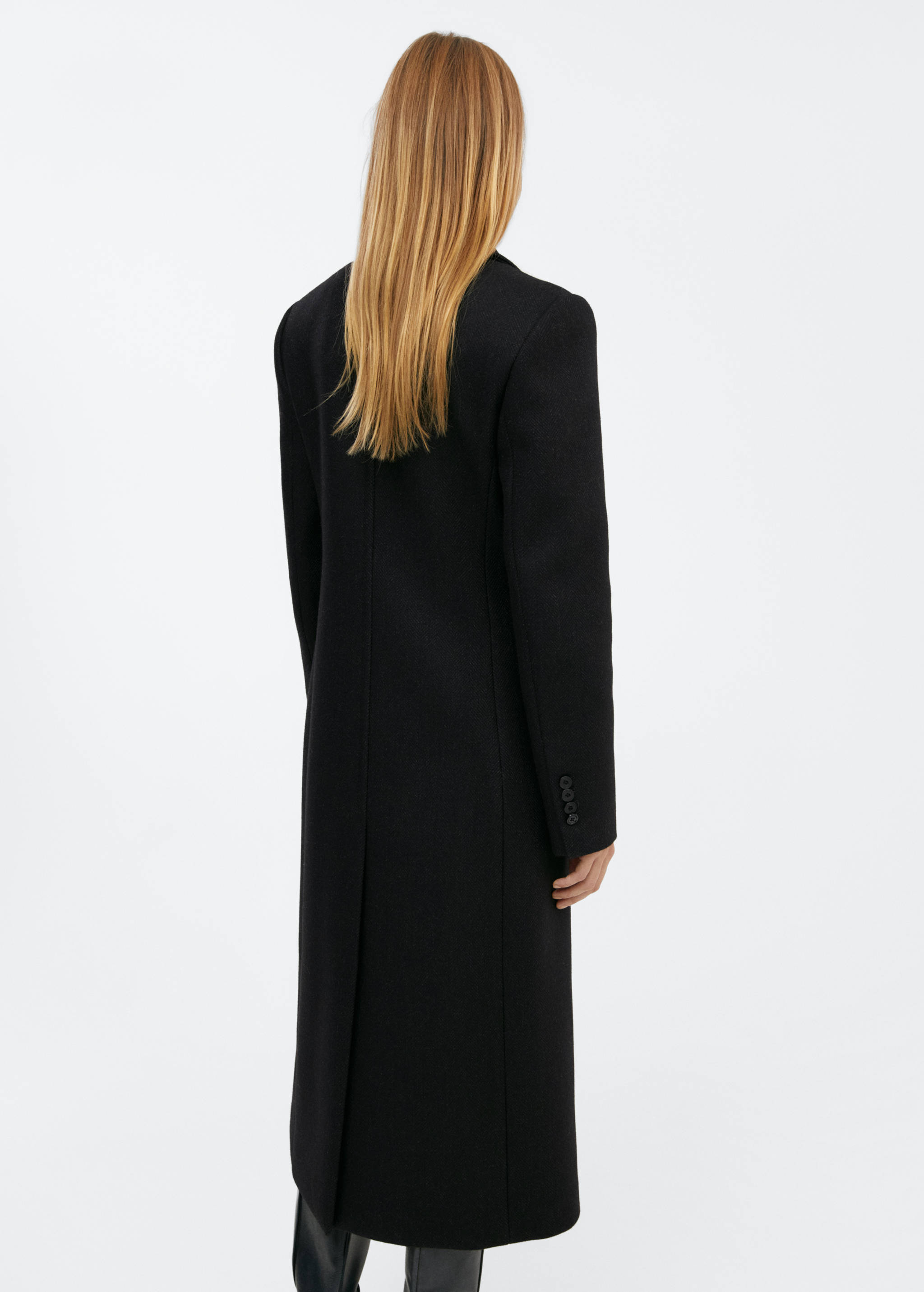 Texturierter Wollmantel mit Reverskragen - Rückseite des Artikels