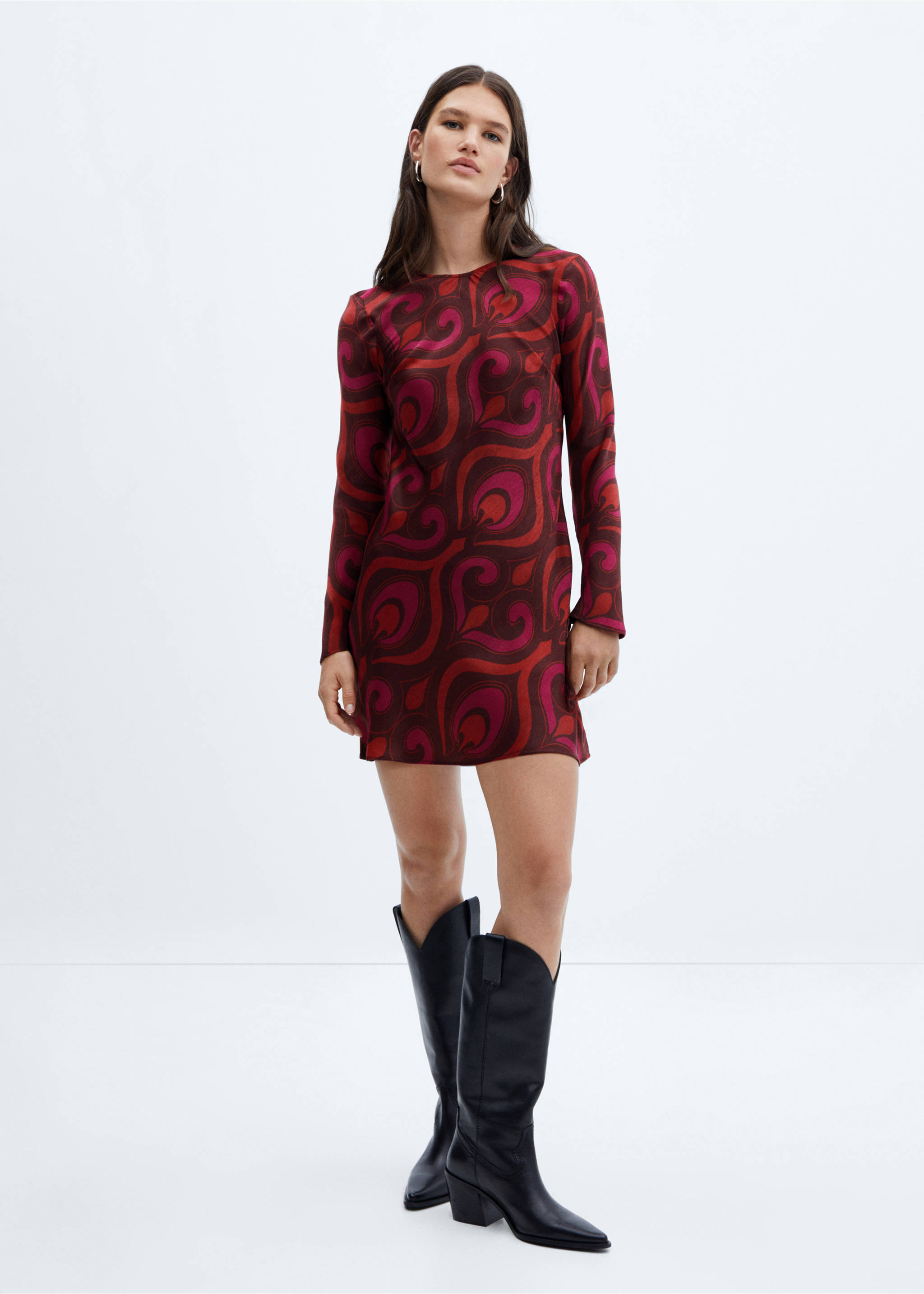 Printed short dress - General plane, Fuchsia. Ref: 57026025-00.
