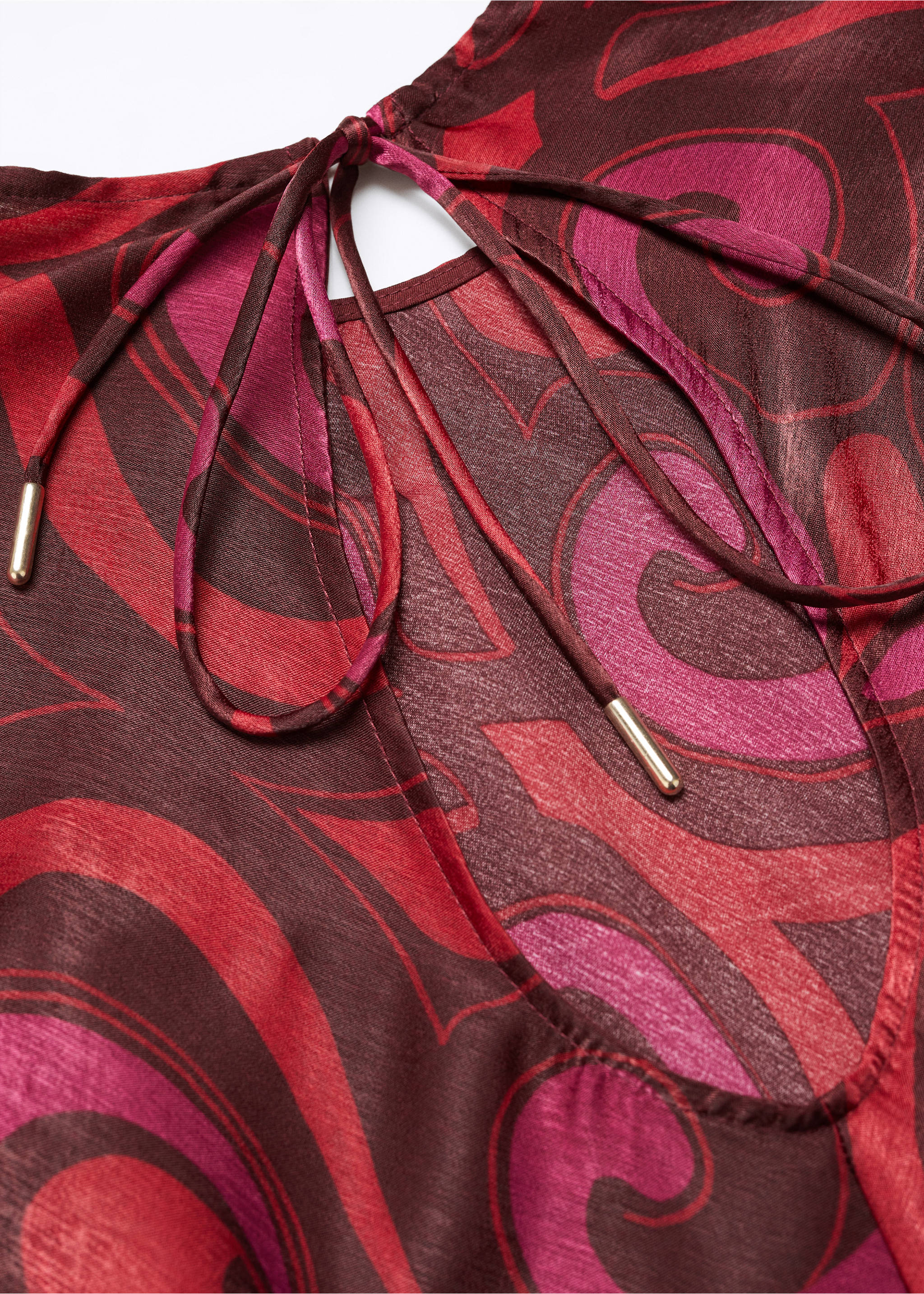 Printed short dress - Details of the article 8, Fuchsia. Ref: 57026025-00.