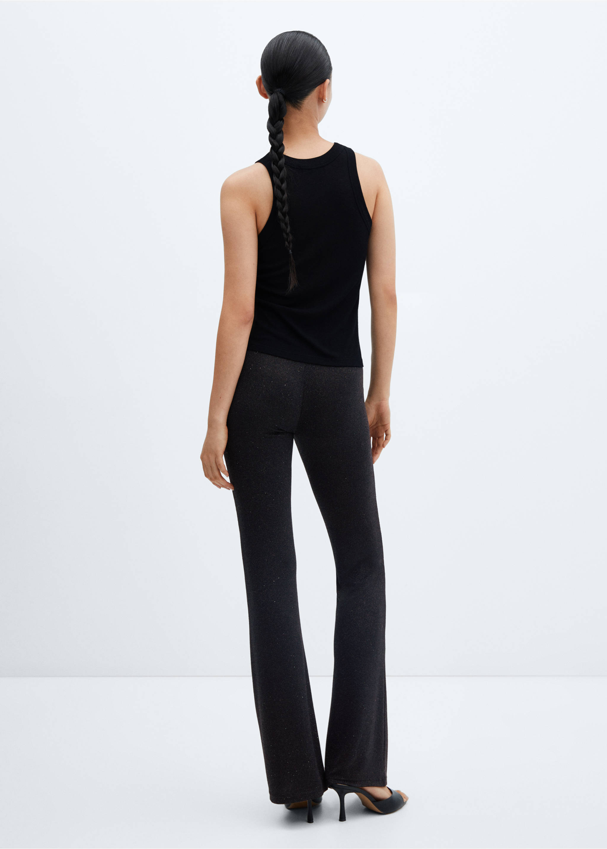 Glänzende Flared Hose - Rückseite des Artikels, Schwarz. Ref: 57026715-00.