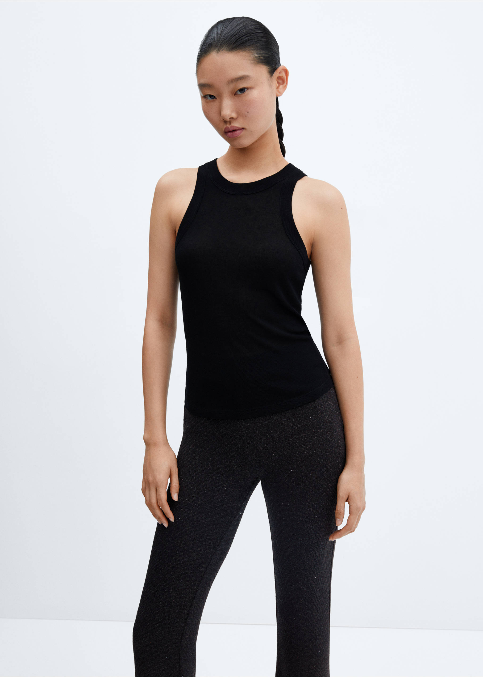 Glänzende Flared Hose - Detail des Artikels 1, Schwarz. Ref: 57026715-00.