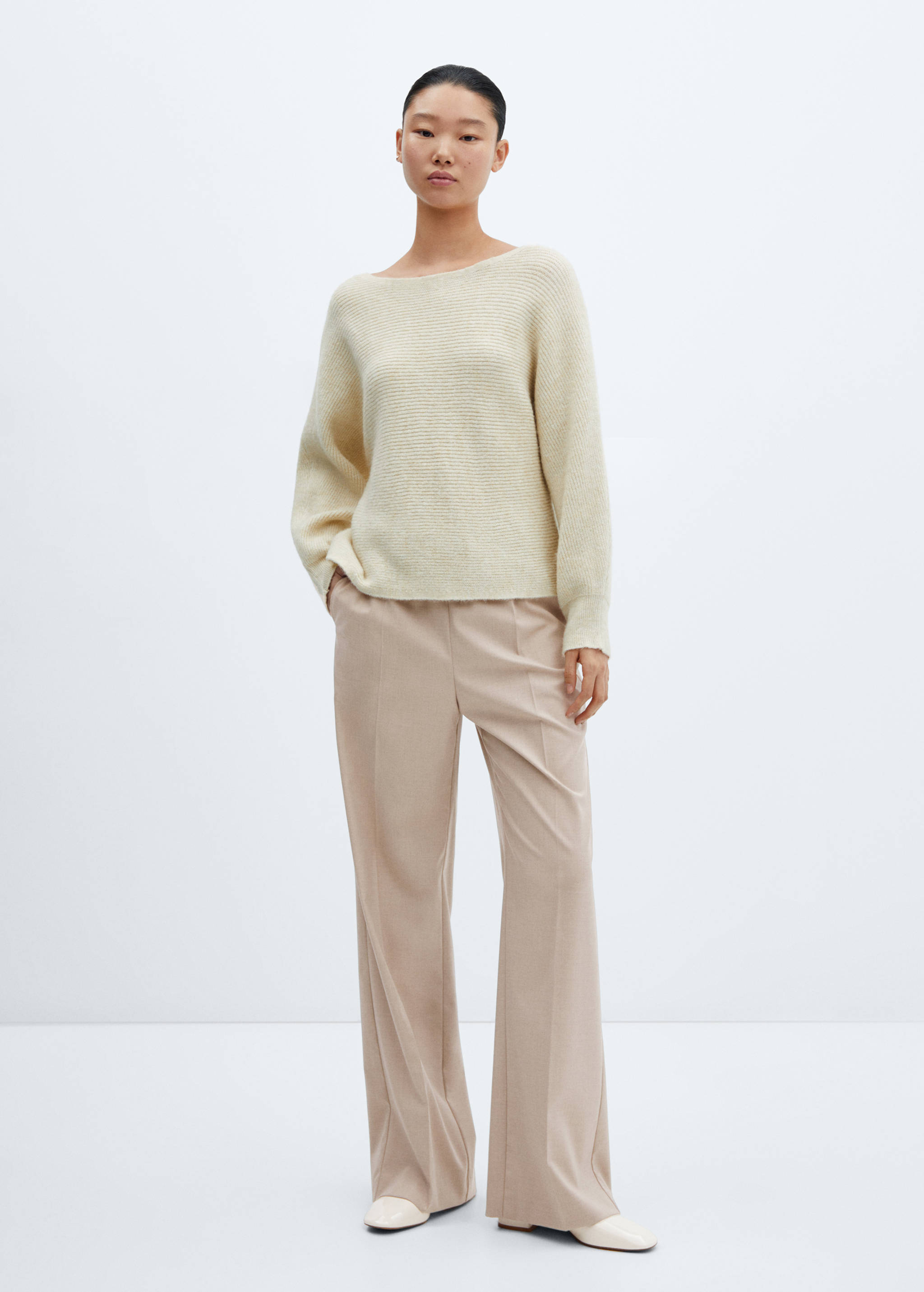 Wide leg trousers with elastic waist - General plane