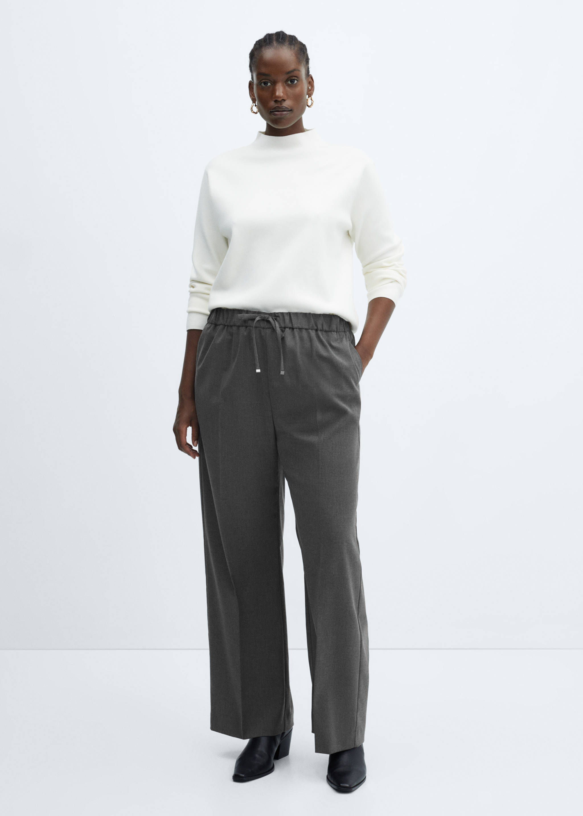 Wide leg trousers with elastic waist - Details of the article 3