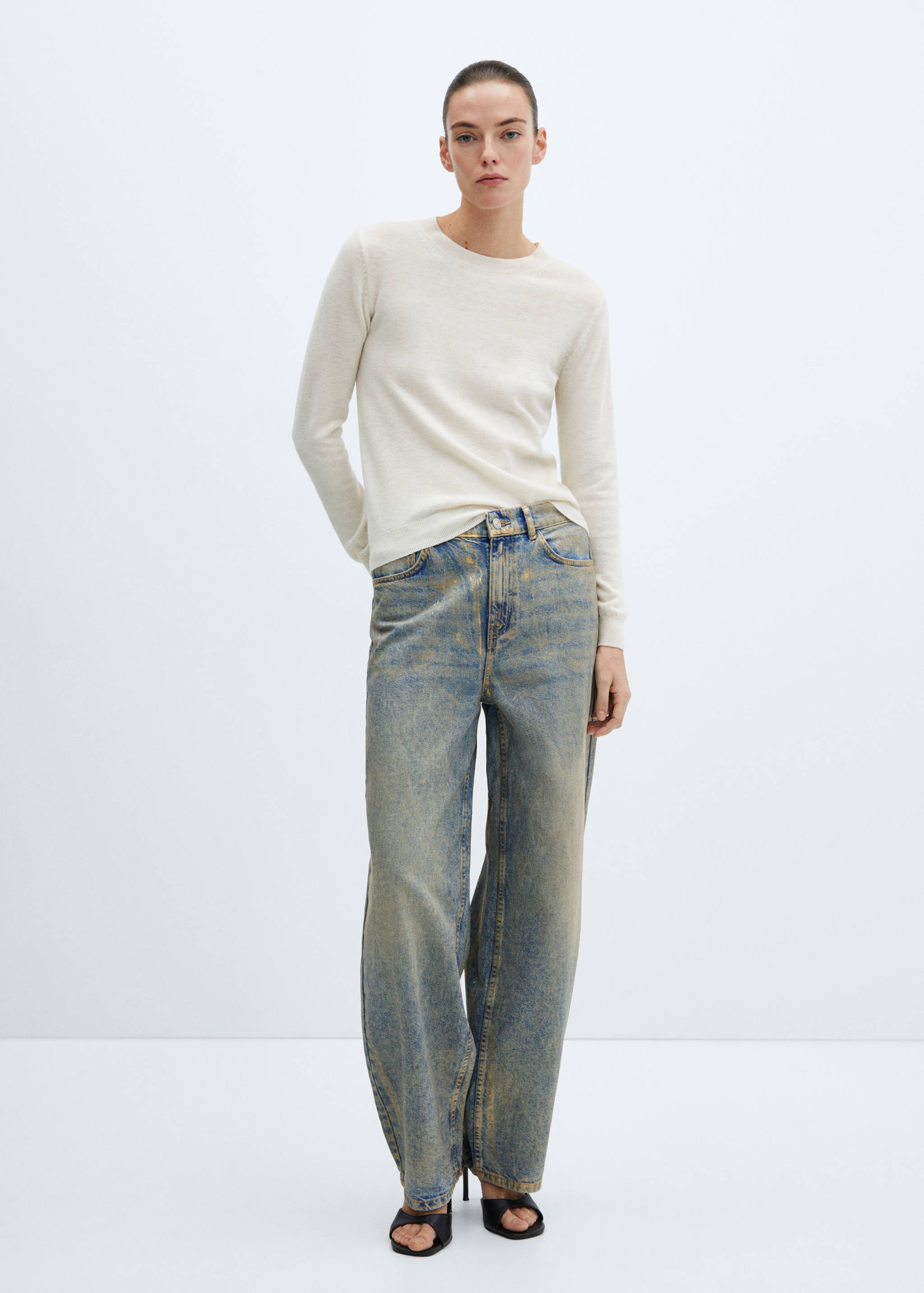 Wide leg foil jeans - General plane