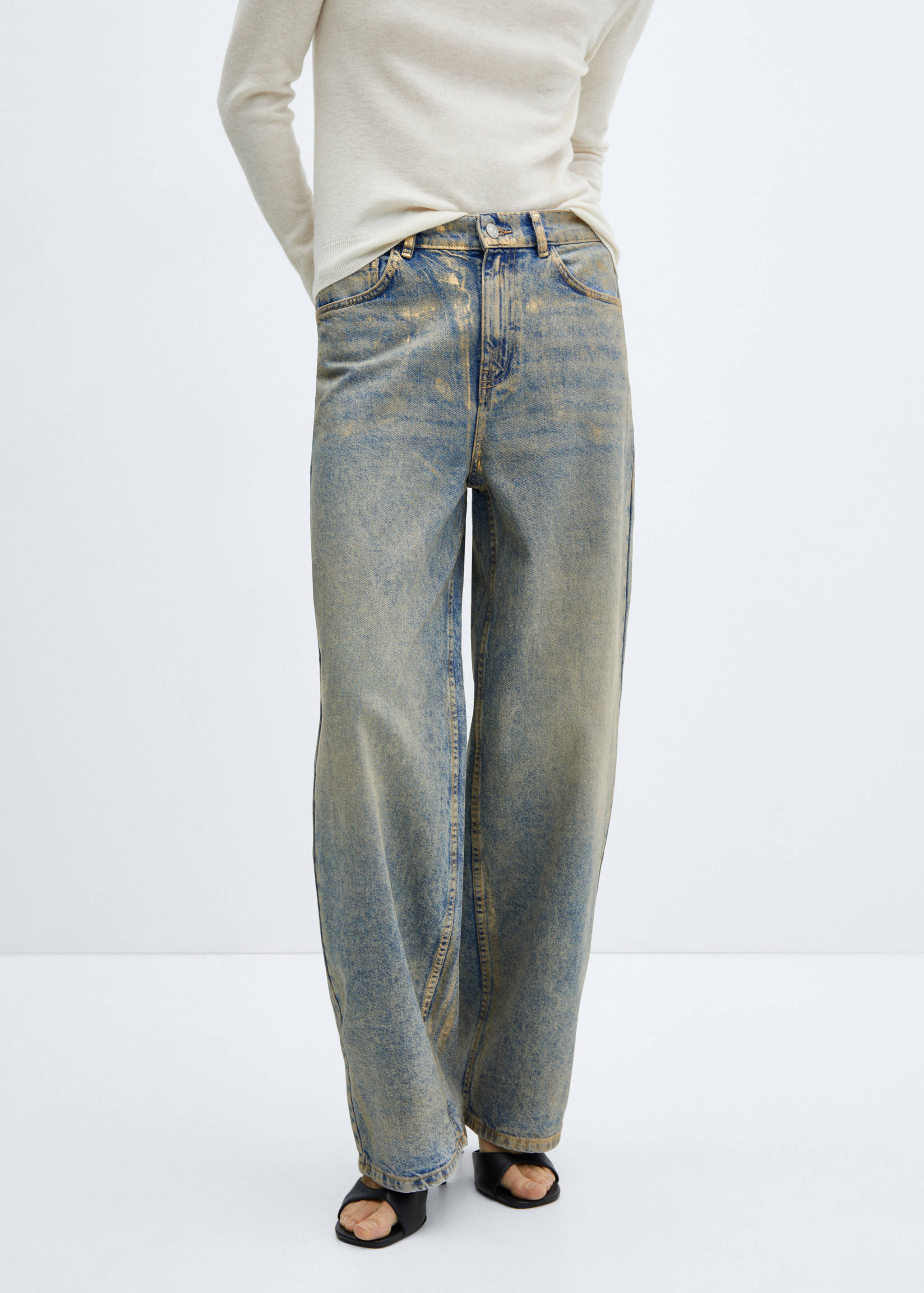 Wide leg foil jeans - Medium plane