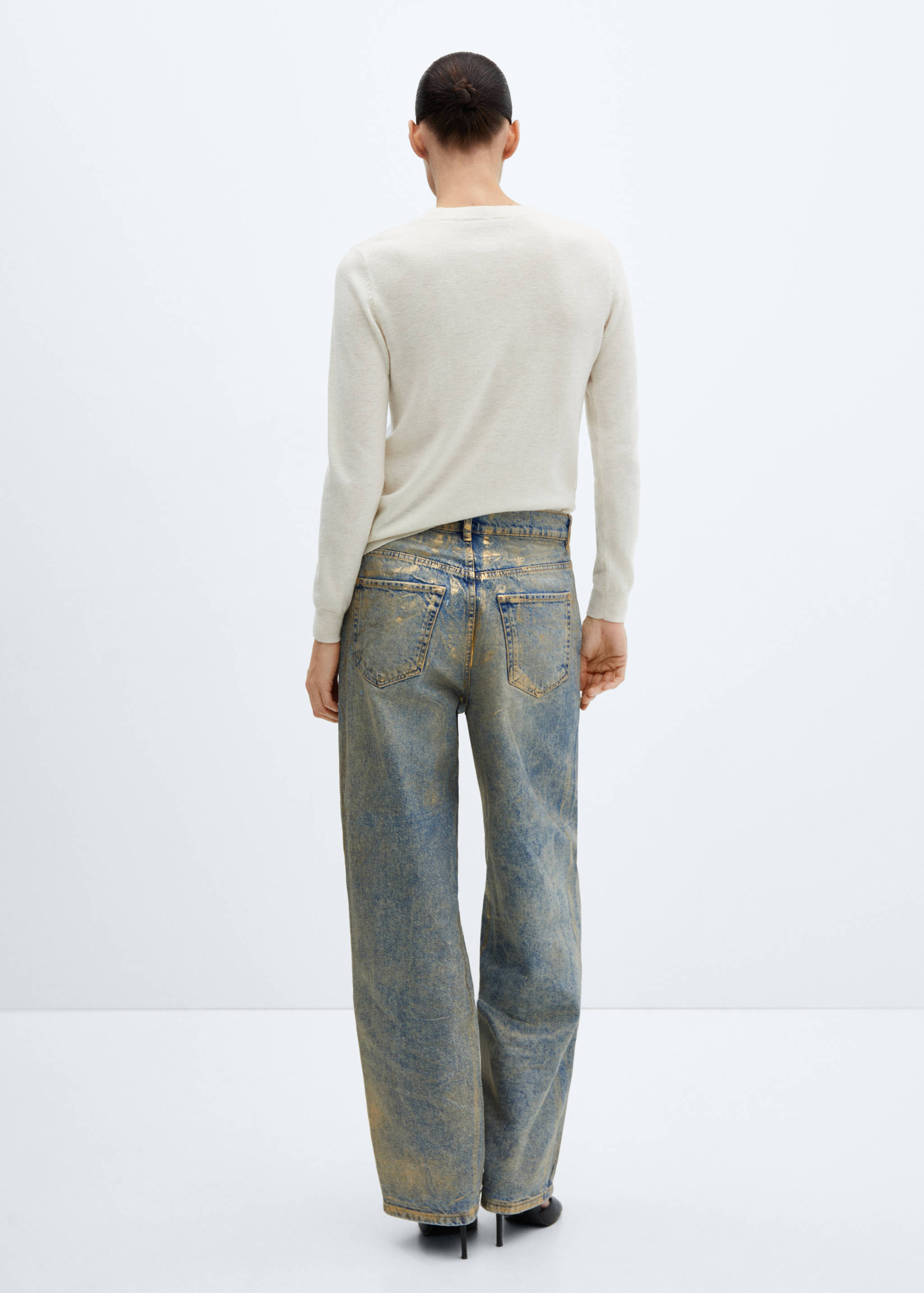 Wide leg foil jeans - Reverse of the article