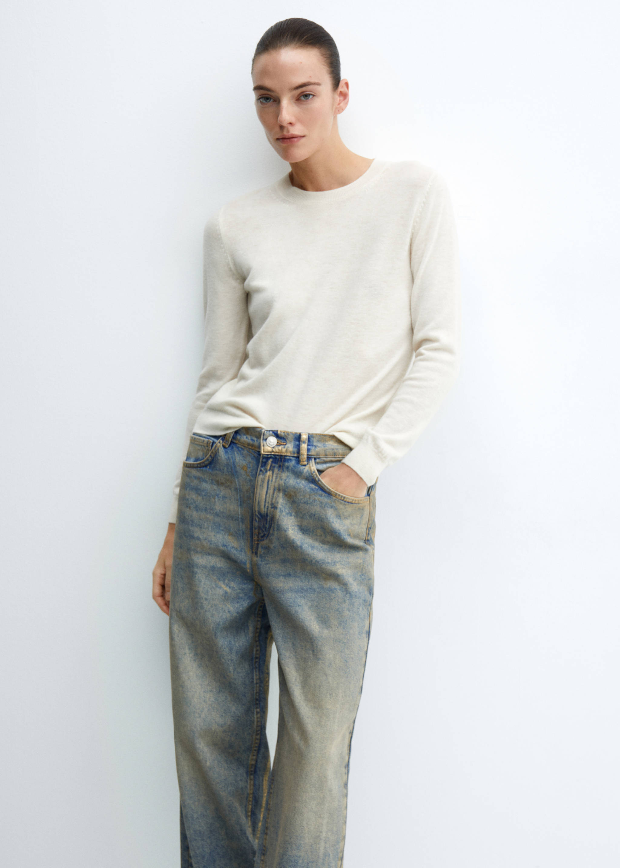 Wide leg foil jeans - Details of the article 1