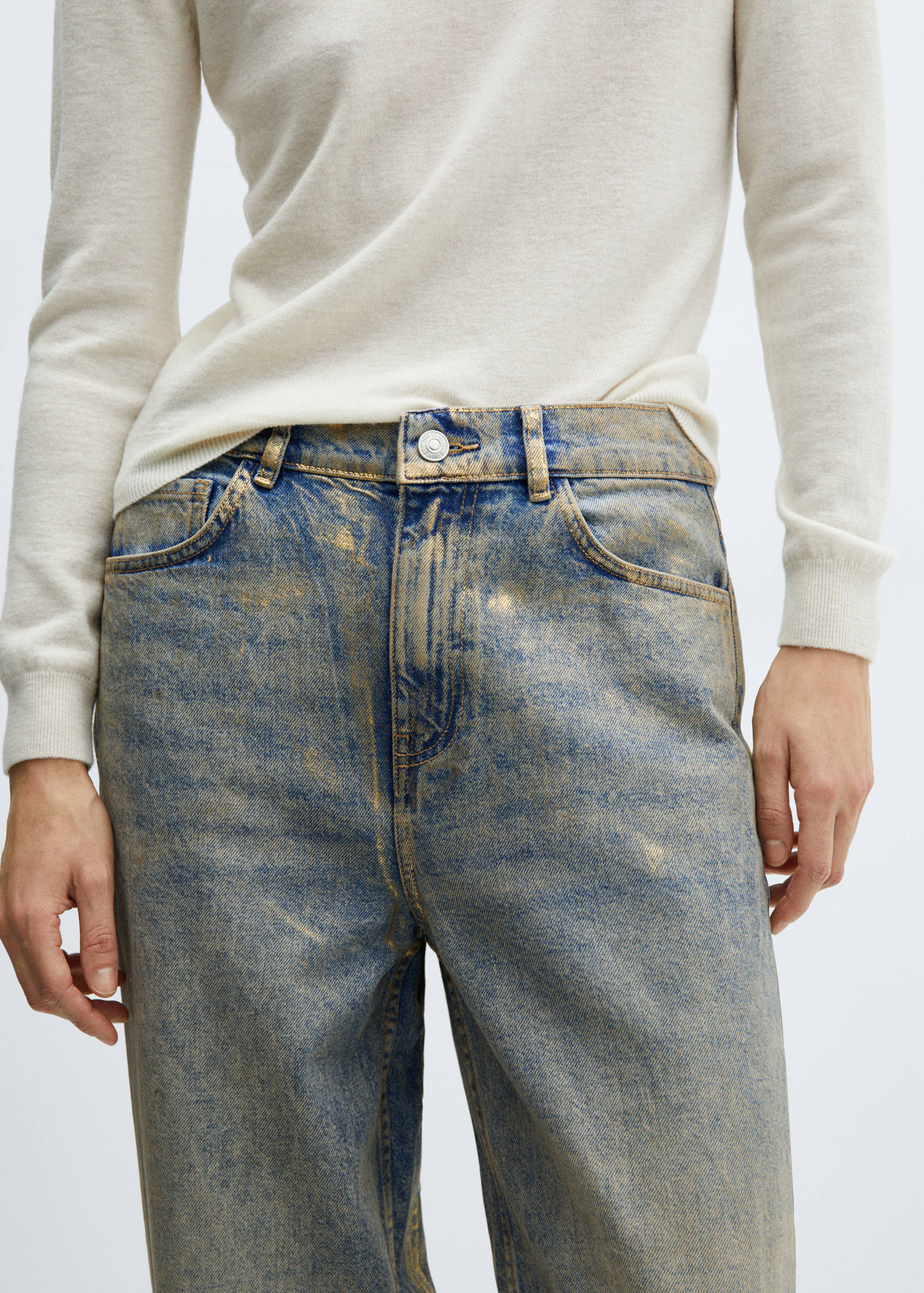Wide leg foil jeans - Details of the article 4