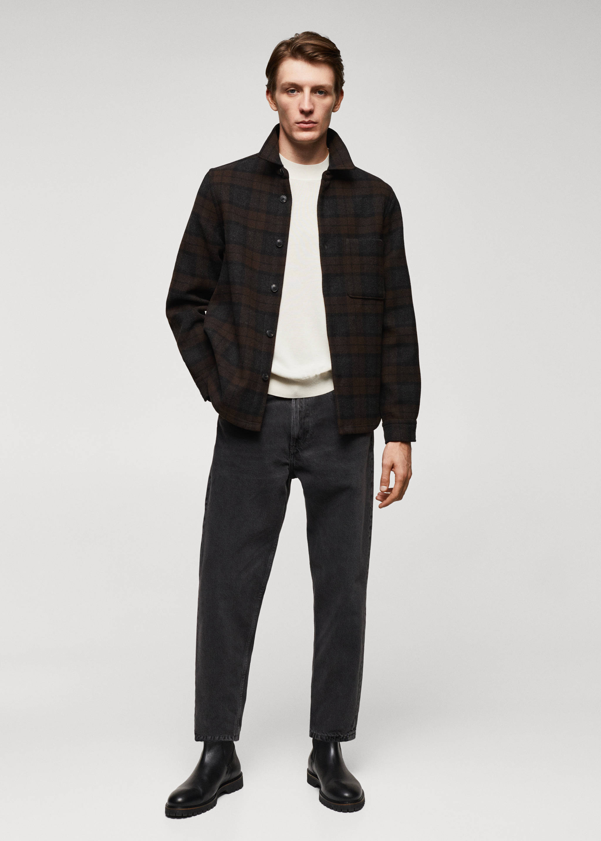 Kariertes Overshirt aus Woll-Mix - Allgemeine Ansicht