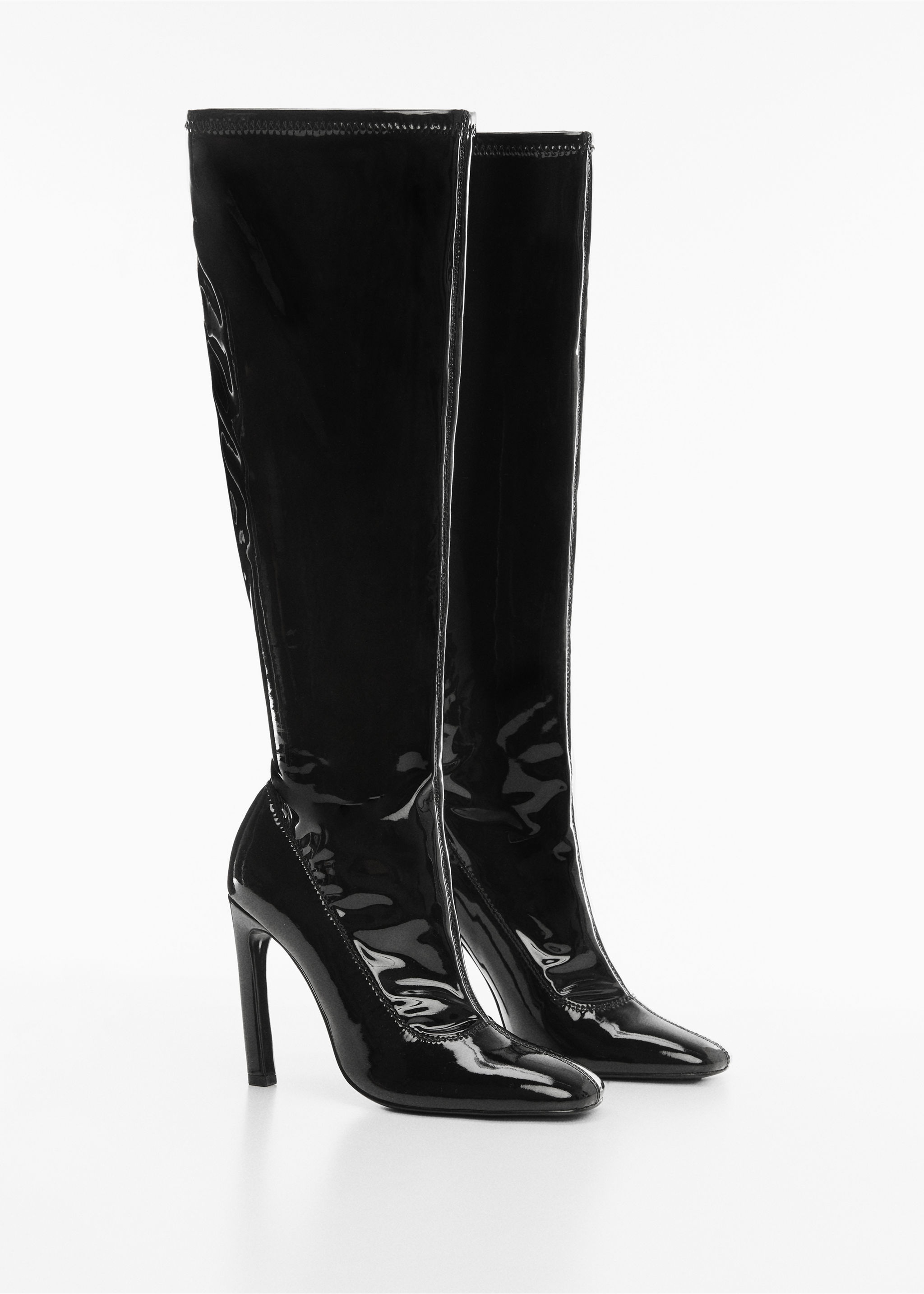 Patent leather-effect heeled boots - Medium plane