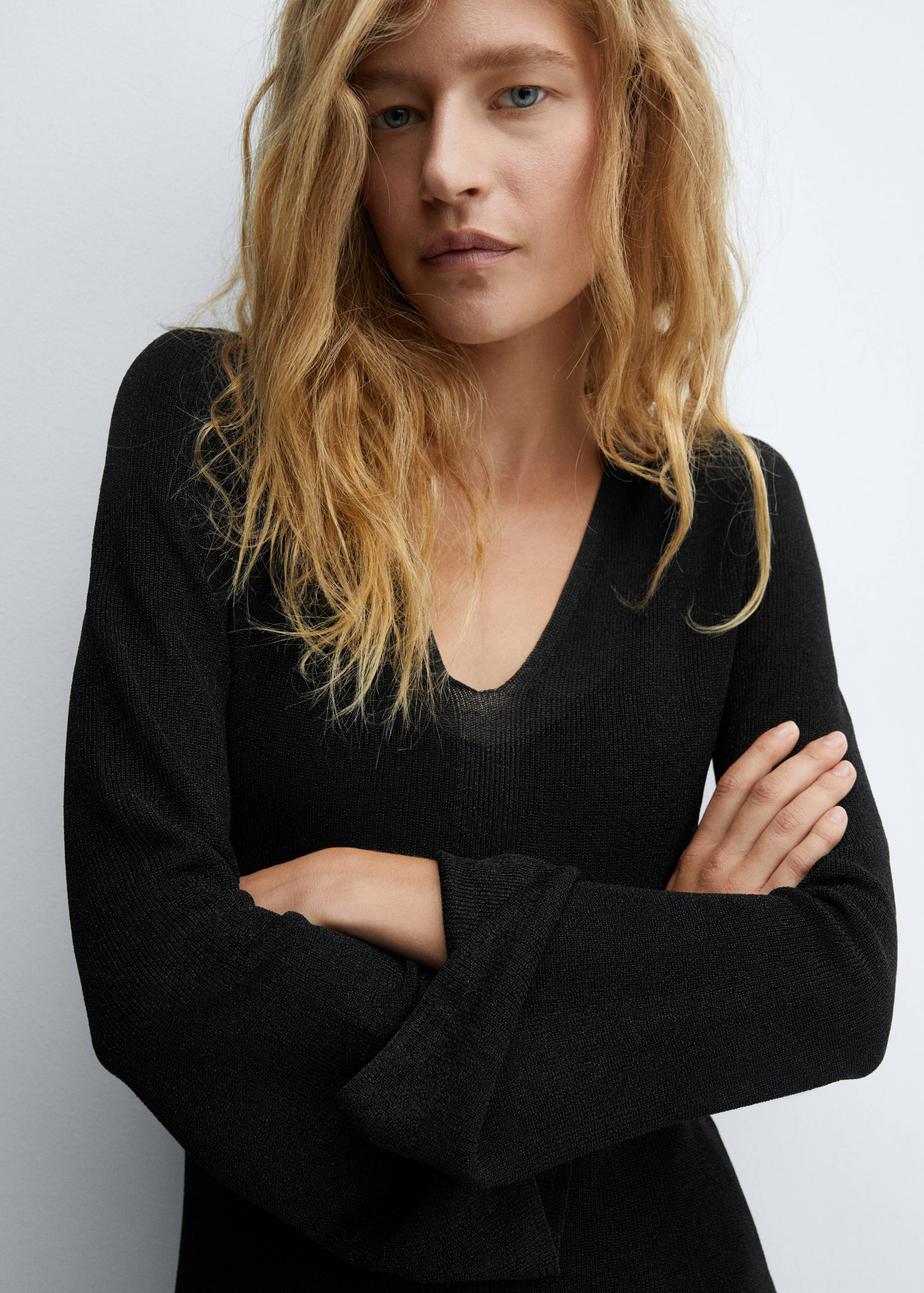 Vestido midi punto lúrex - Detalle del artículo 1