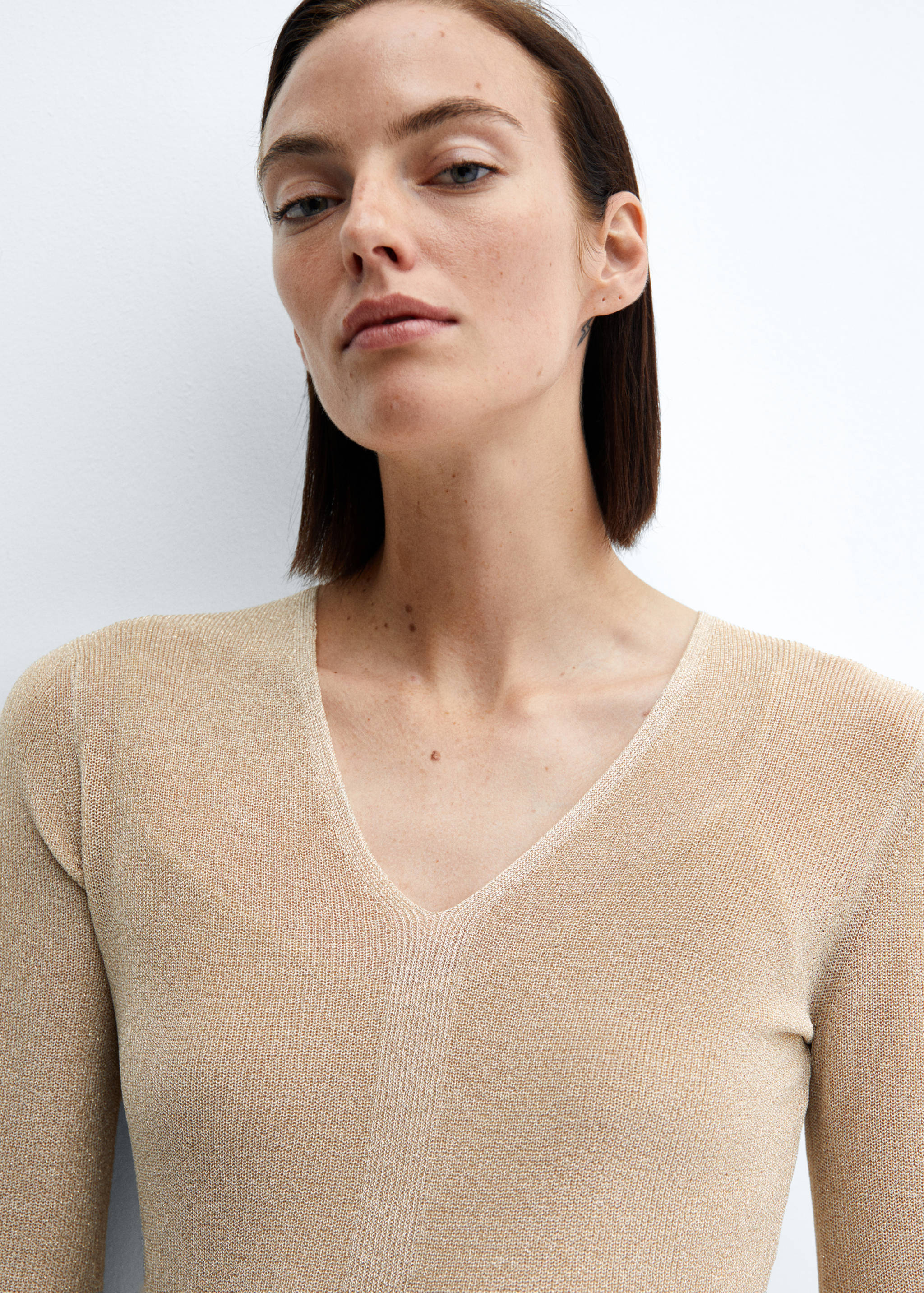 Vestido midi punto lúrex - Detalle del artículo 1