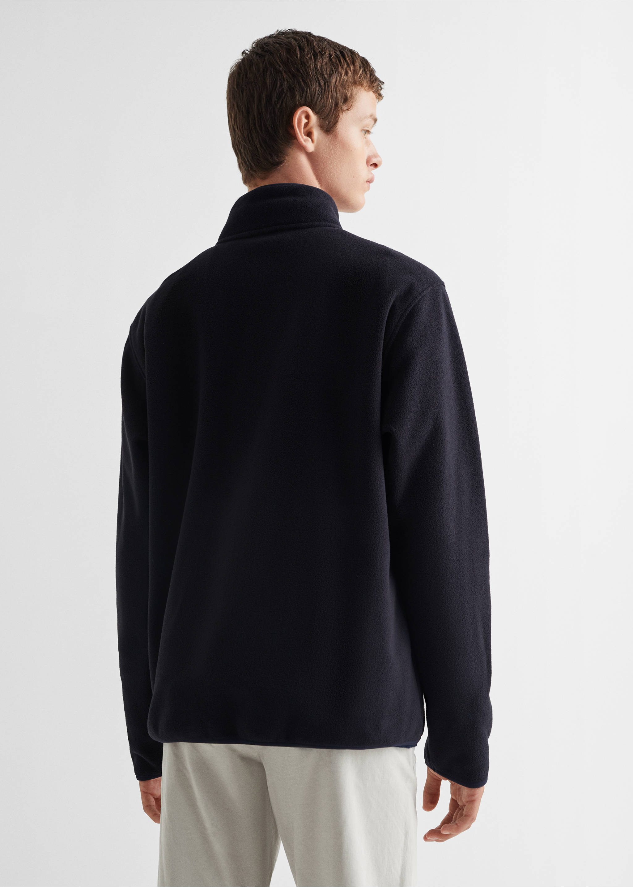 Sweat-shirt polaire col zippé - Verso de l’article, Bleu marine foncé. Ref: 57027722-00.