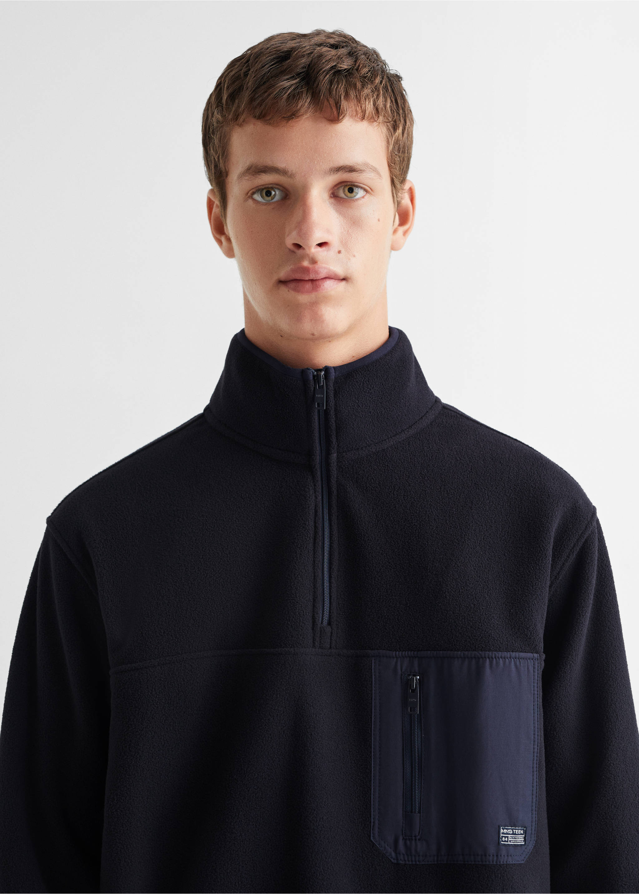Sweat-shirt polaire col zippé - Détail de l'article 1, Bleu marine foncé. Ref: 57027722-00.