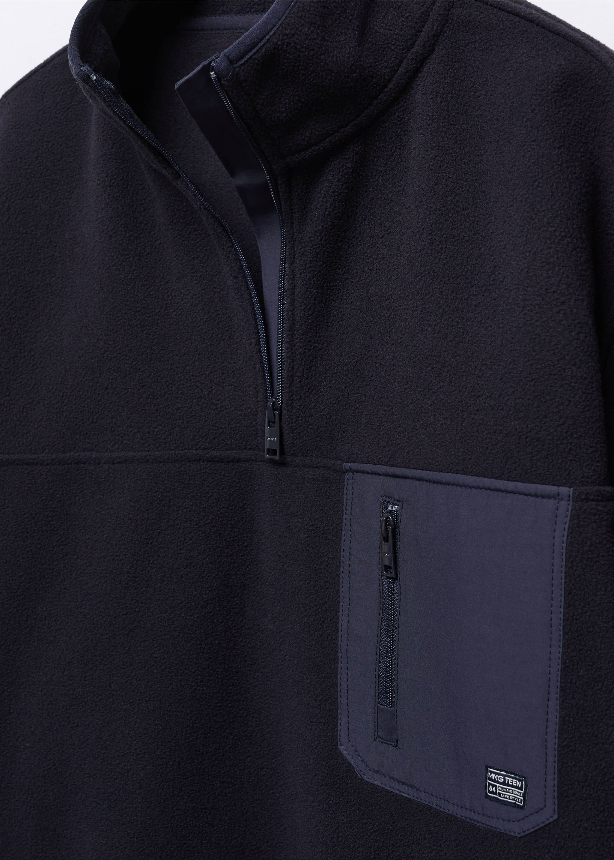 Sweat-shirt polaire col zippé - Détail de l'article 8, Bleu marine foncé. Ref: 57027722-00.
