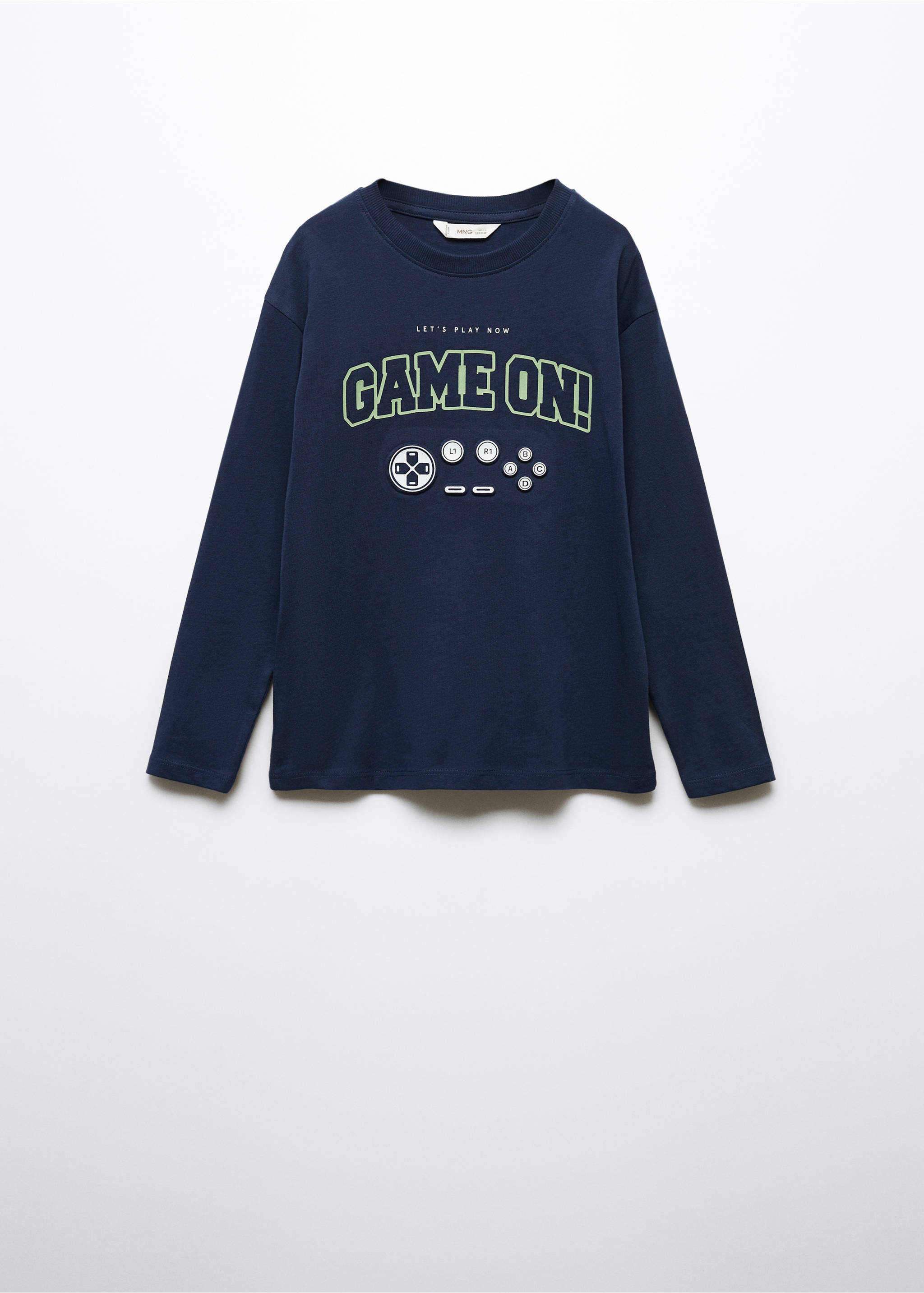 Printed long sleeve t-shirt - Article without model, Dark Navy. Ref: 57027731-00.