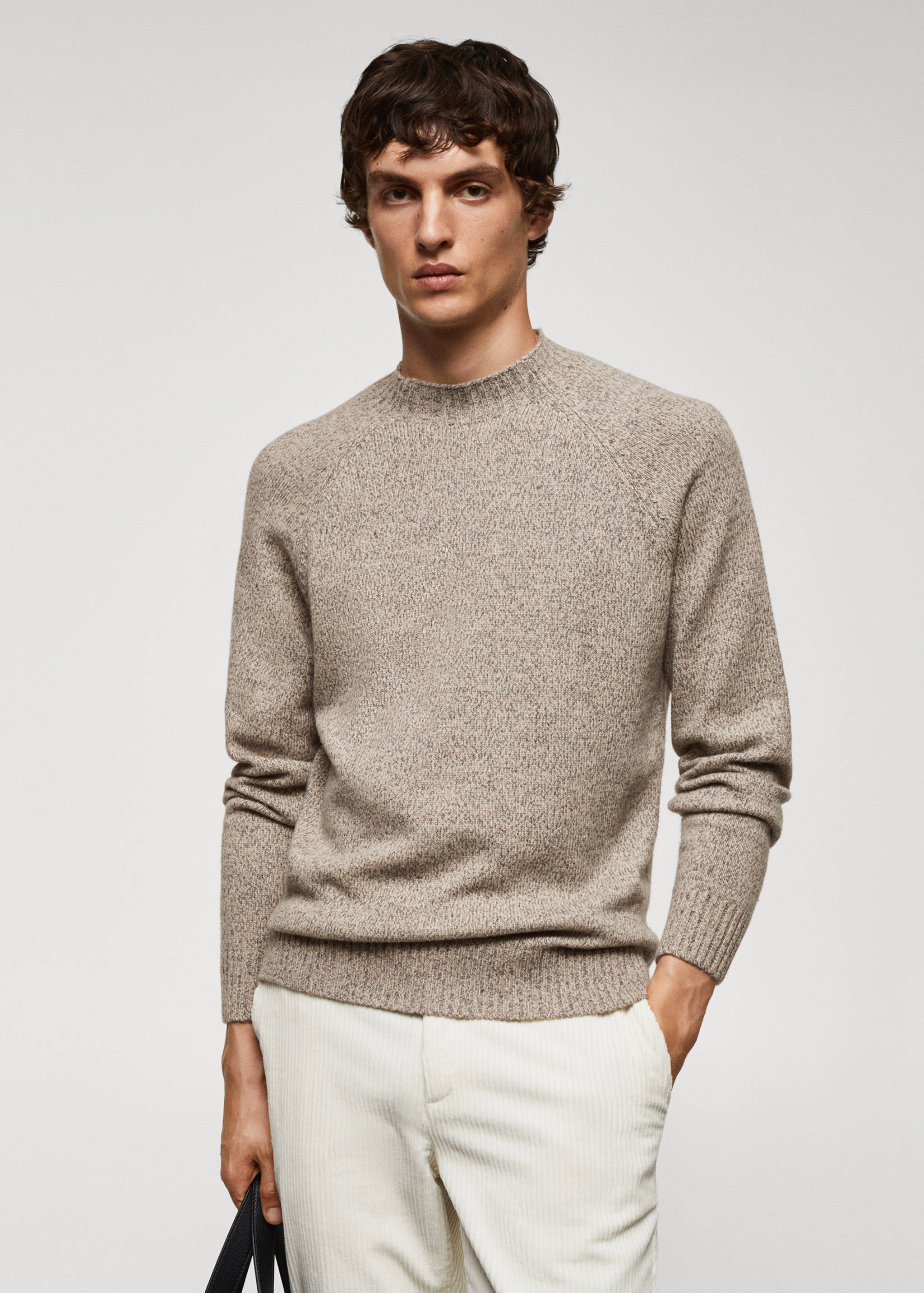 Melierter Wollpullover - Mittlere Ansicht