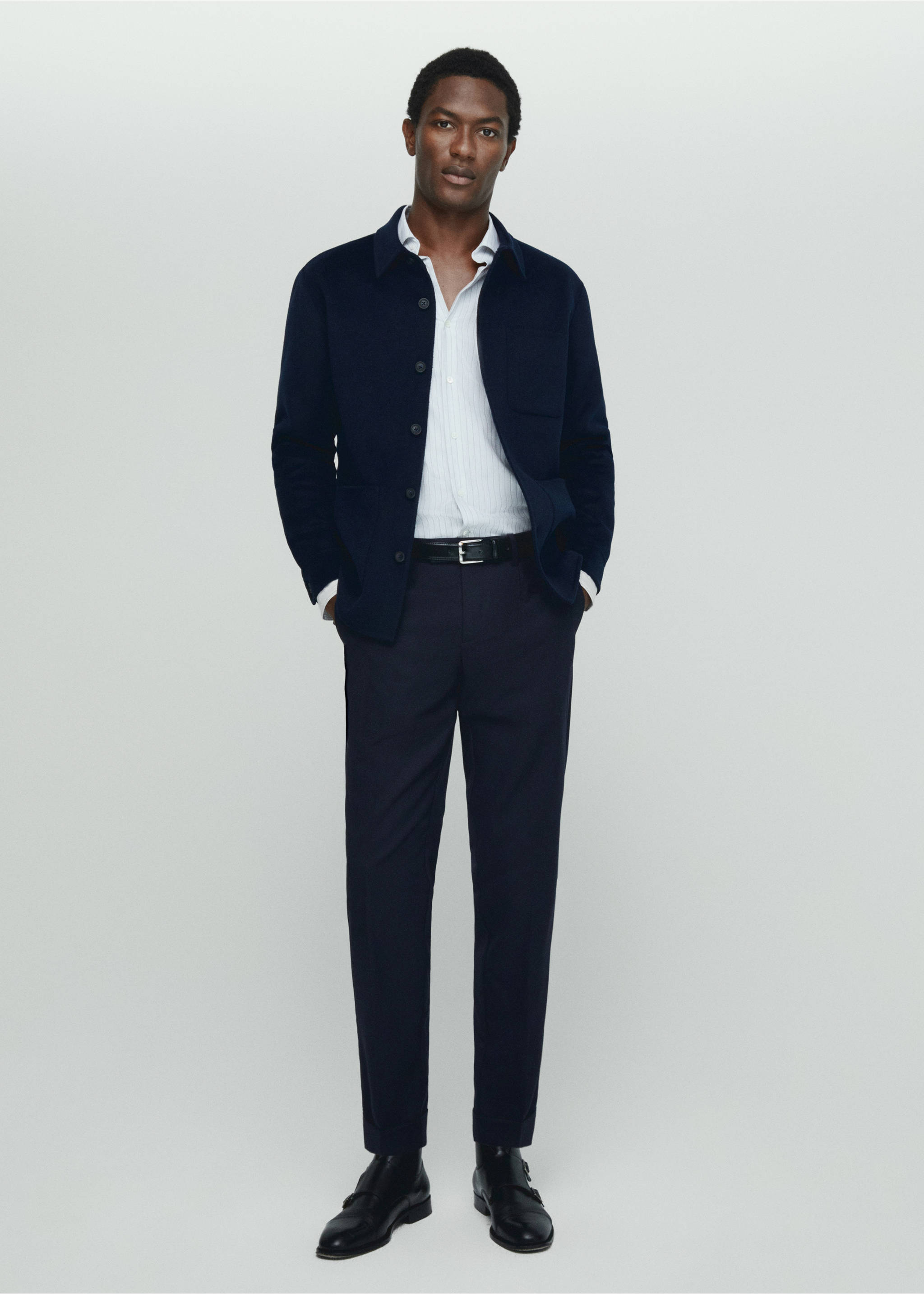 Pleat detail wool trousers - General plane, Navy. Ref: 57028266-00.