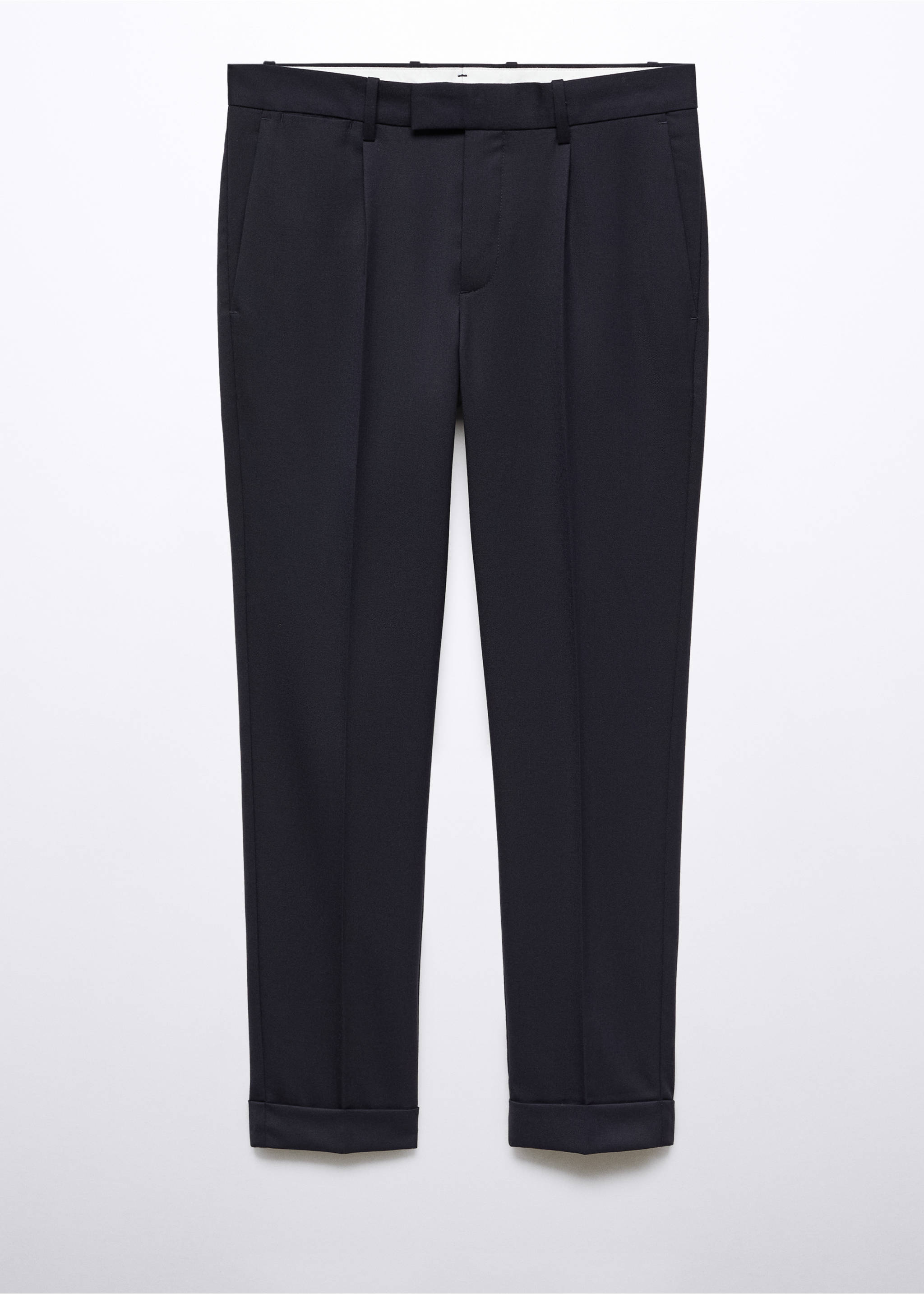 Pleat detail wool trousers - Article without model, Navy. Ref: 57028266-00.