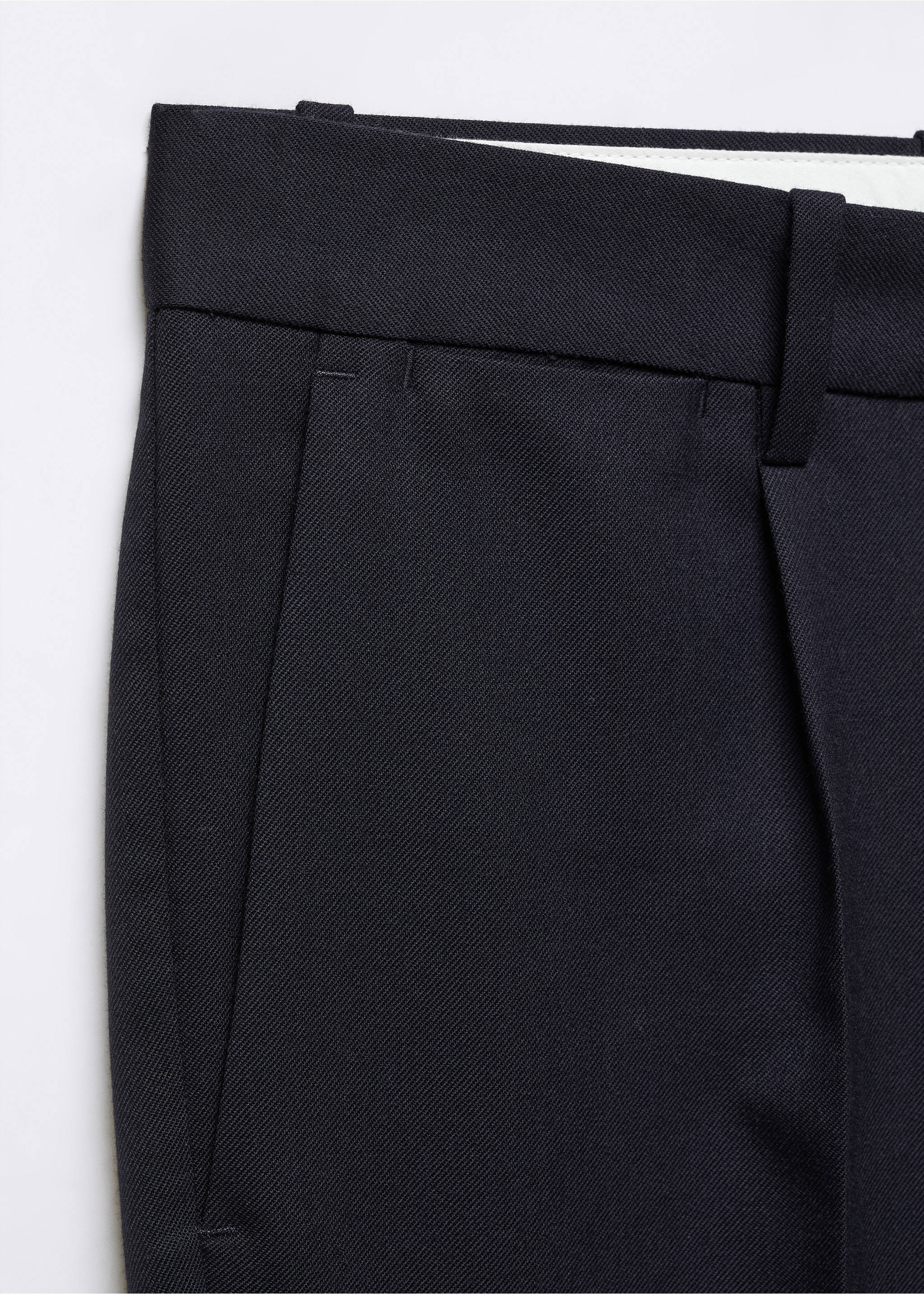 Pleat detail wool trousers - Details of the article 8, Navy. Ref: 57028266-00.