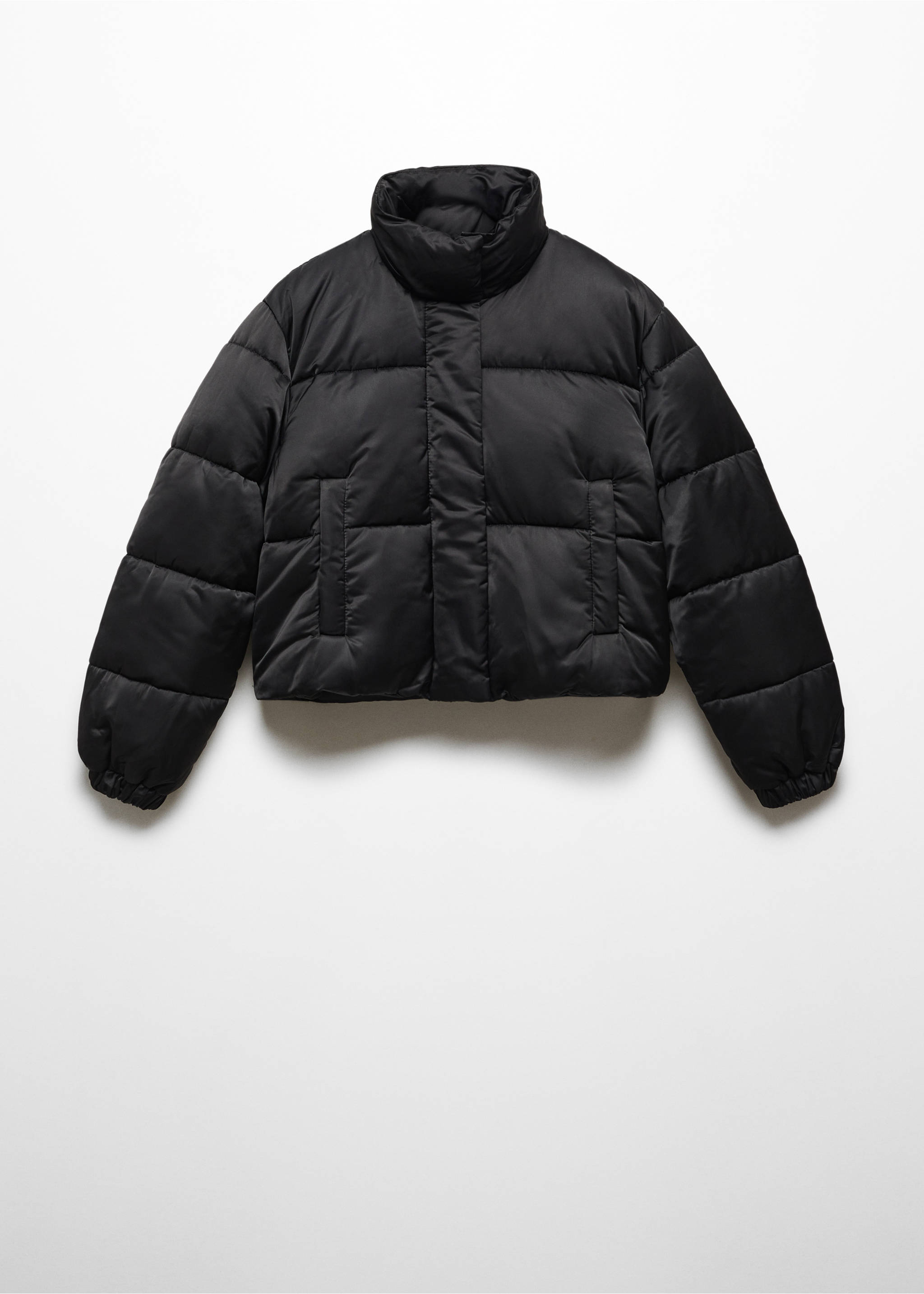 Short quilted anorak - Details of the article 8, Black. Ref: 57028268-00.