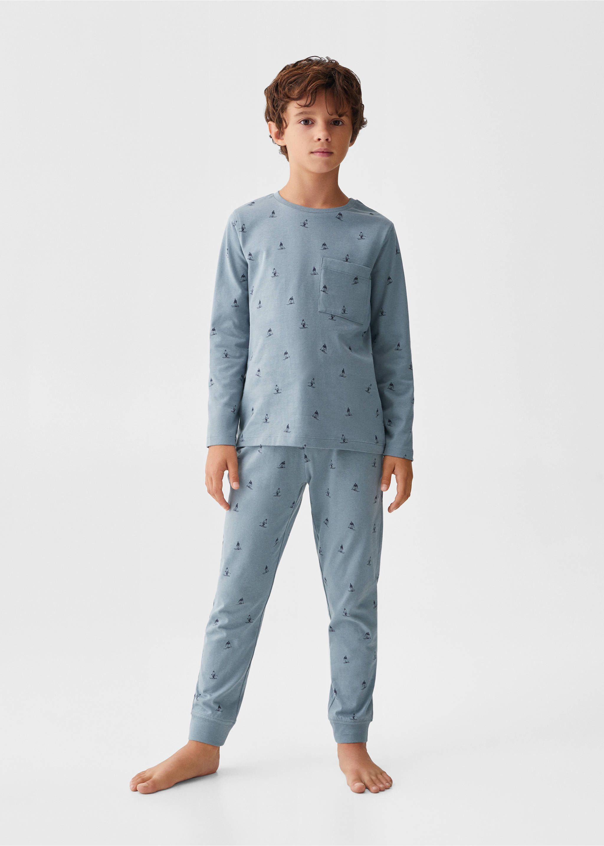 Printed long pyjamas - General plane, Blue. Ref: 57028271-00.
