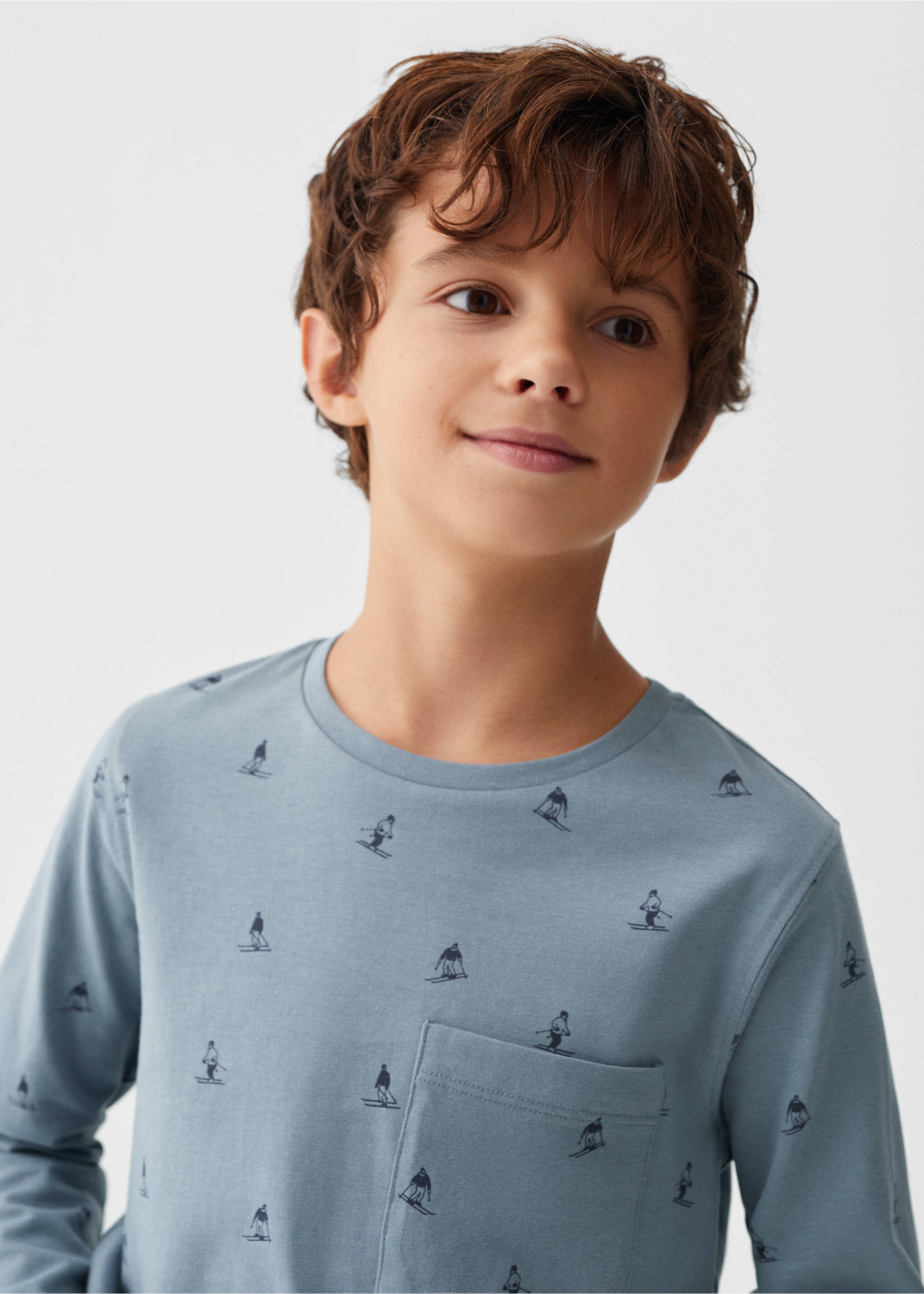 Printed long pyjamas - Details of the article 1, Blue. Ref: 57028271-00.