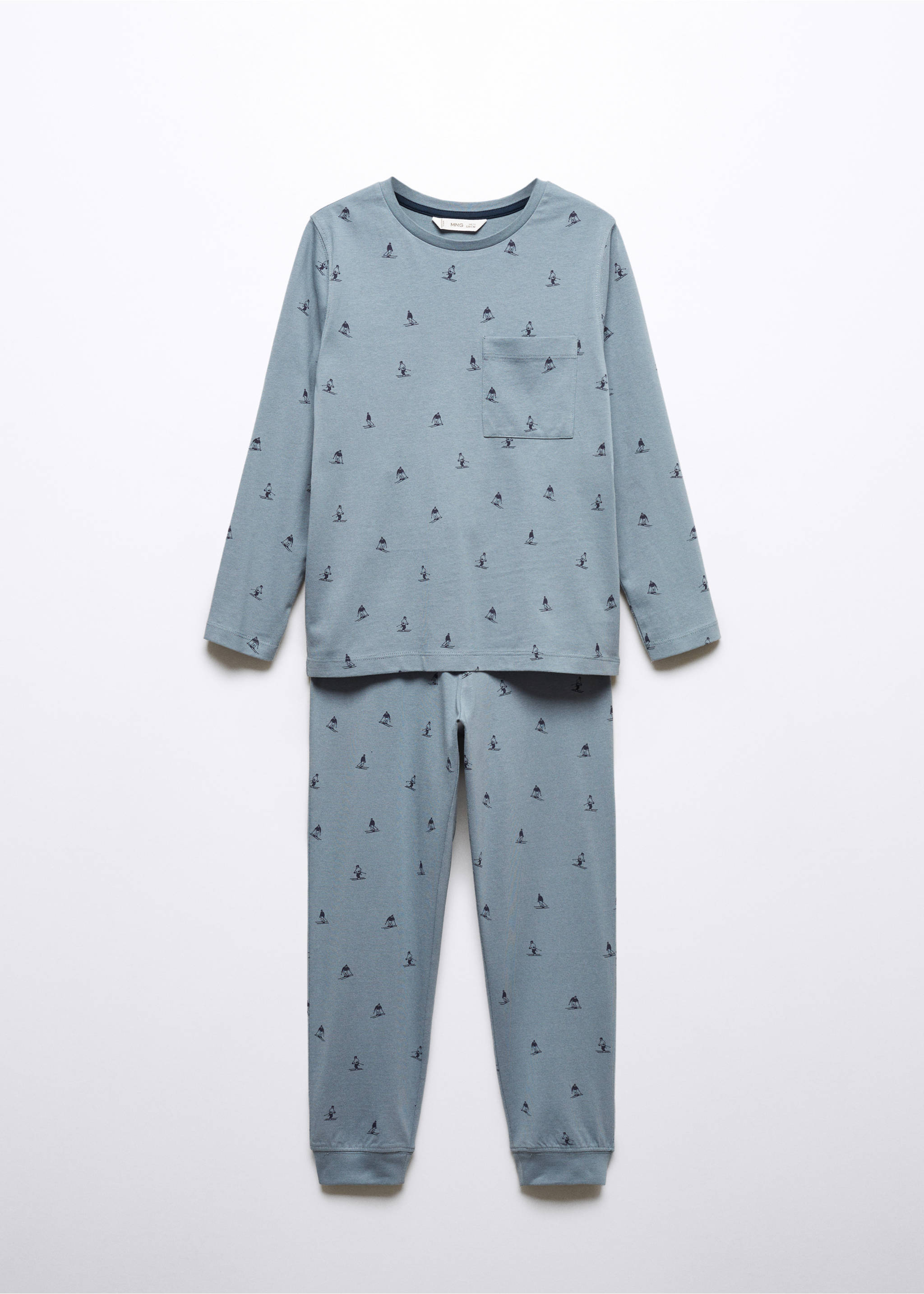 Printed long pyjamas - Details of the article 0, Blue. Ref: 57028271-00.