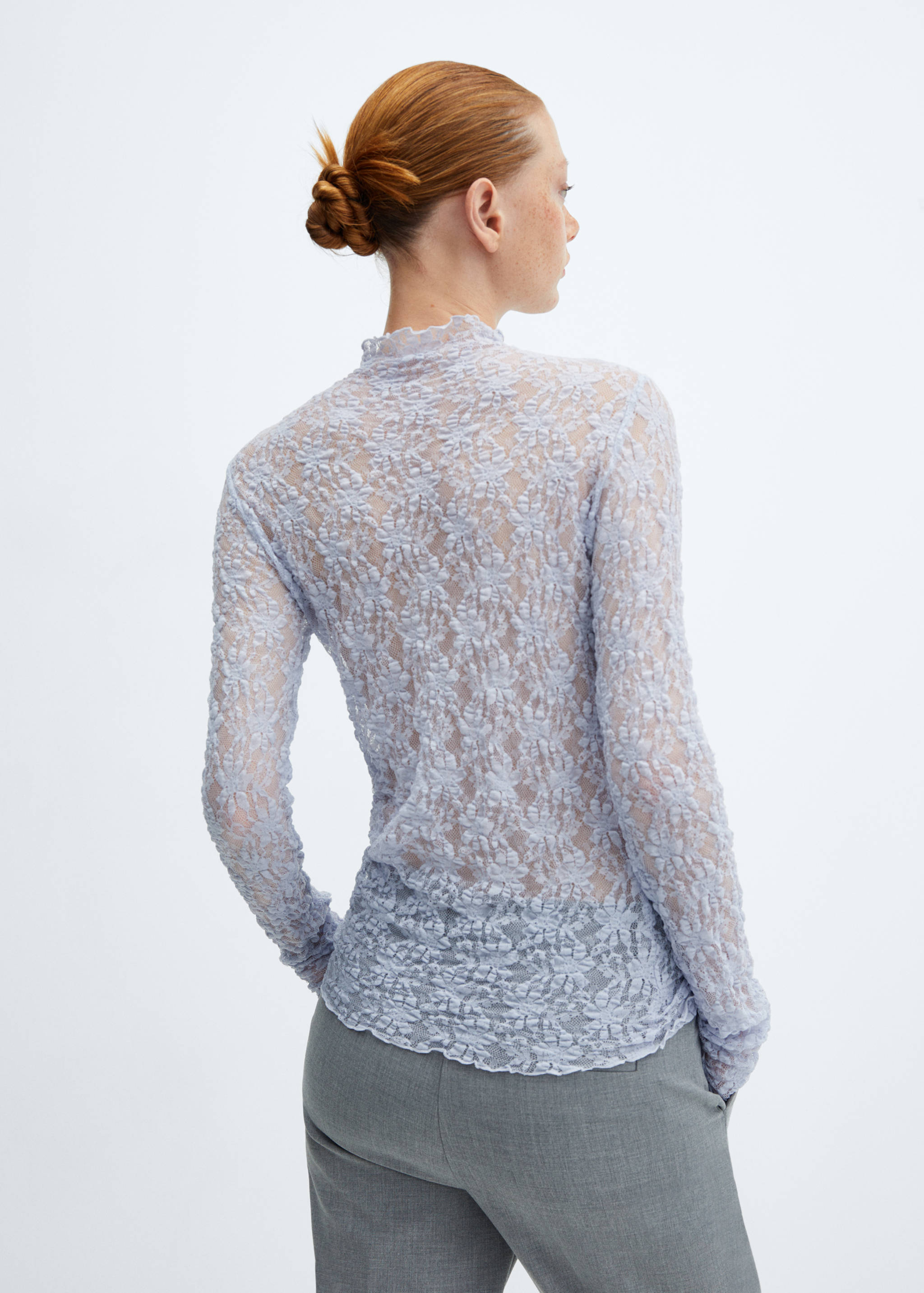Lace t-shirt with perkins neck - Reverse of the article