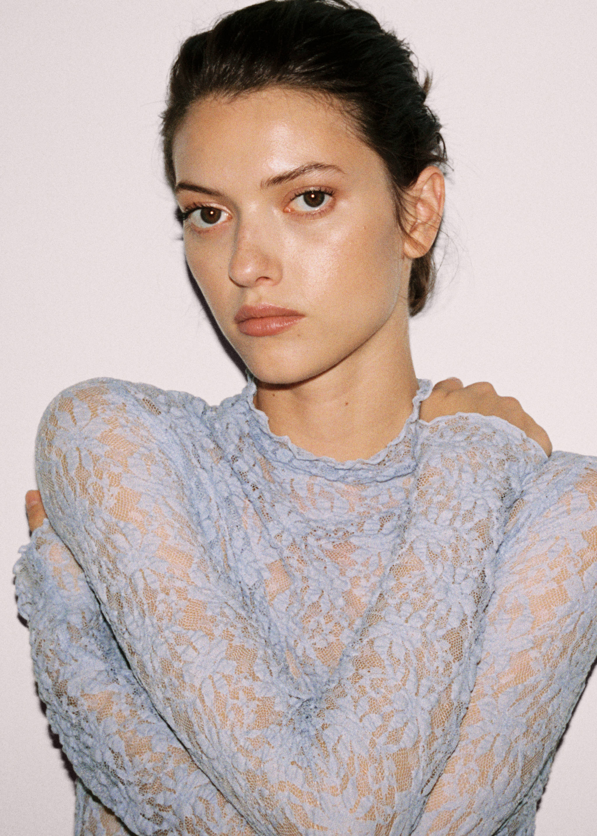 Lace t-shirt with perkins neck - Details of the article 6
