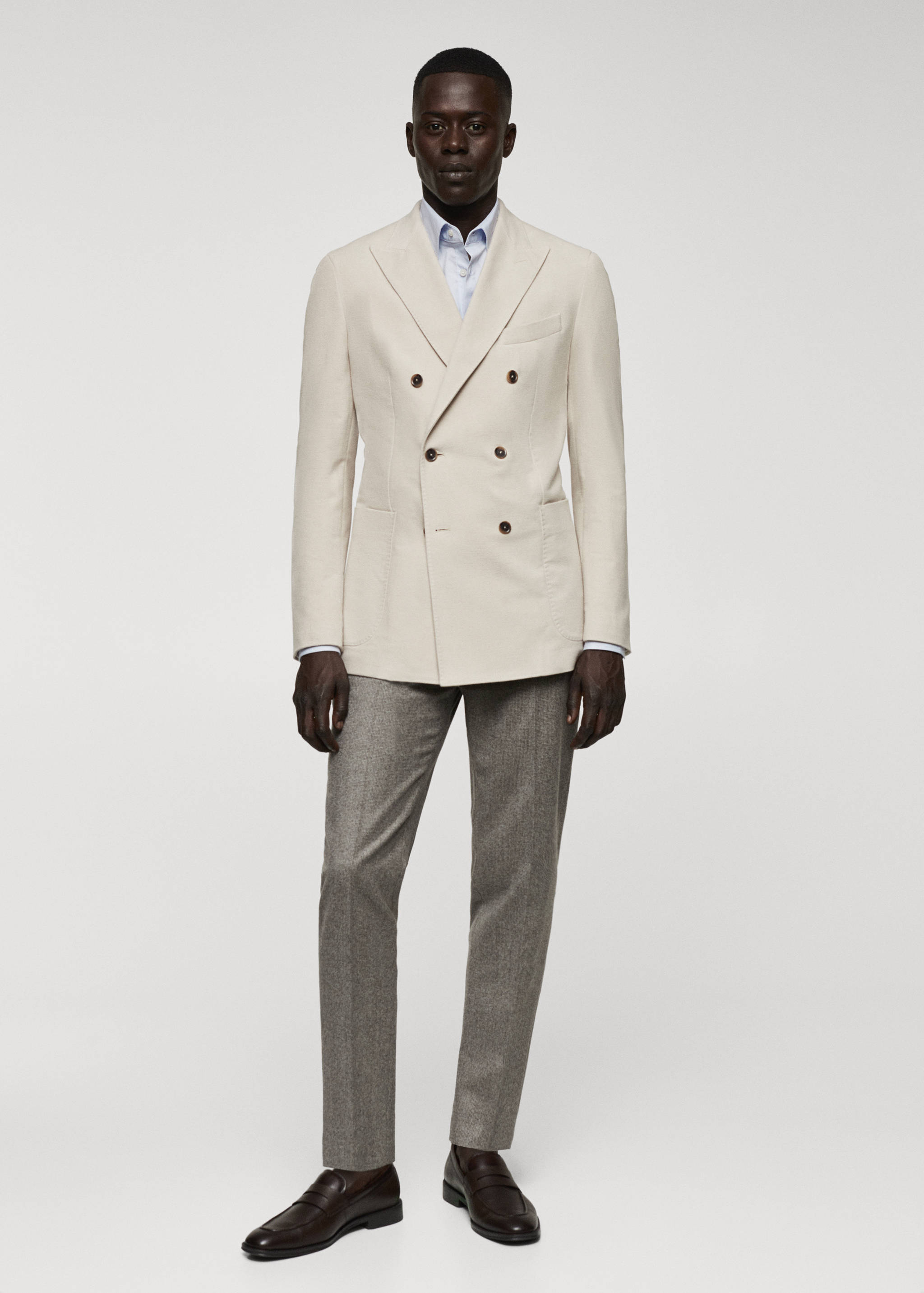 Virgin wool double-breasted blazer - General plane