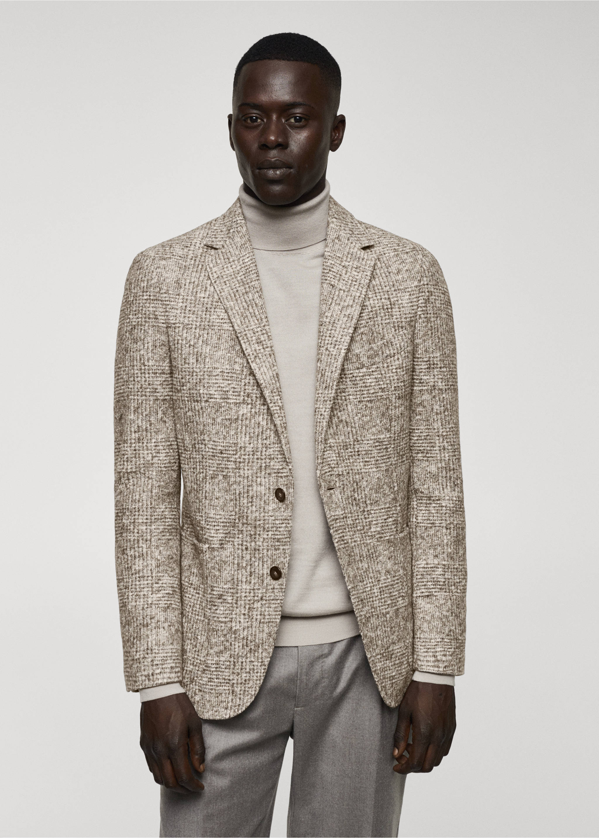 Prince of Wales virgin wool blazer - Details of the article 4, Brown. Ref: 57028635-00.