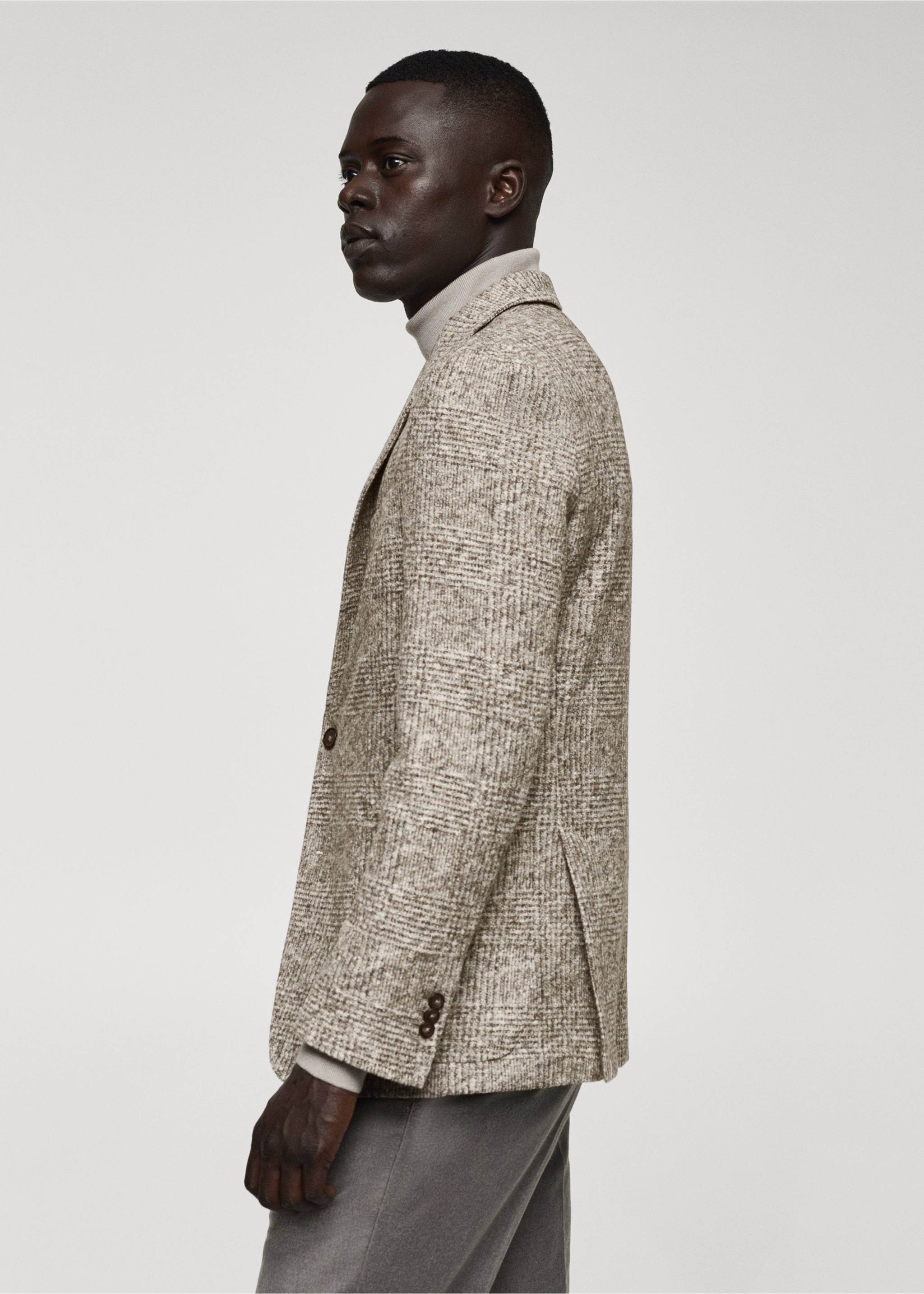 Prince of Wales virgin wool blazer - Details of the article 2, Brown. Ref: 57028635-00.