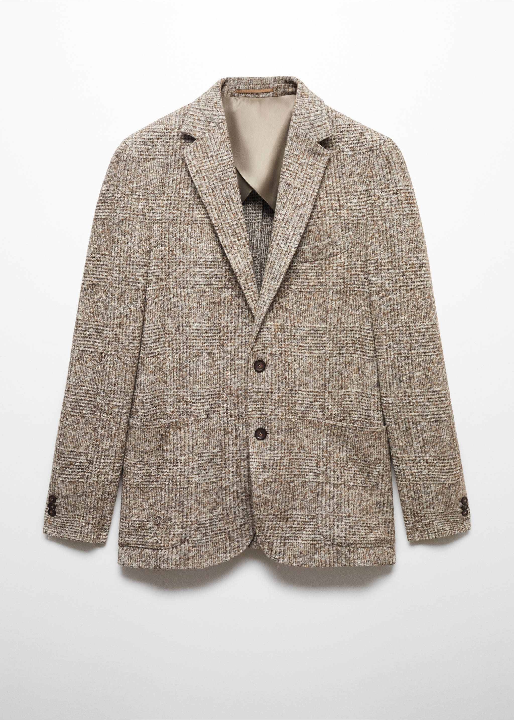 Prince of Wales virgin wool blazer - Article without model, Brown. Ref: 57028635-00.