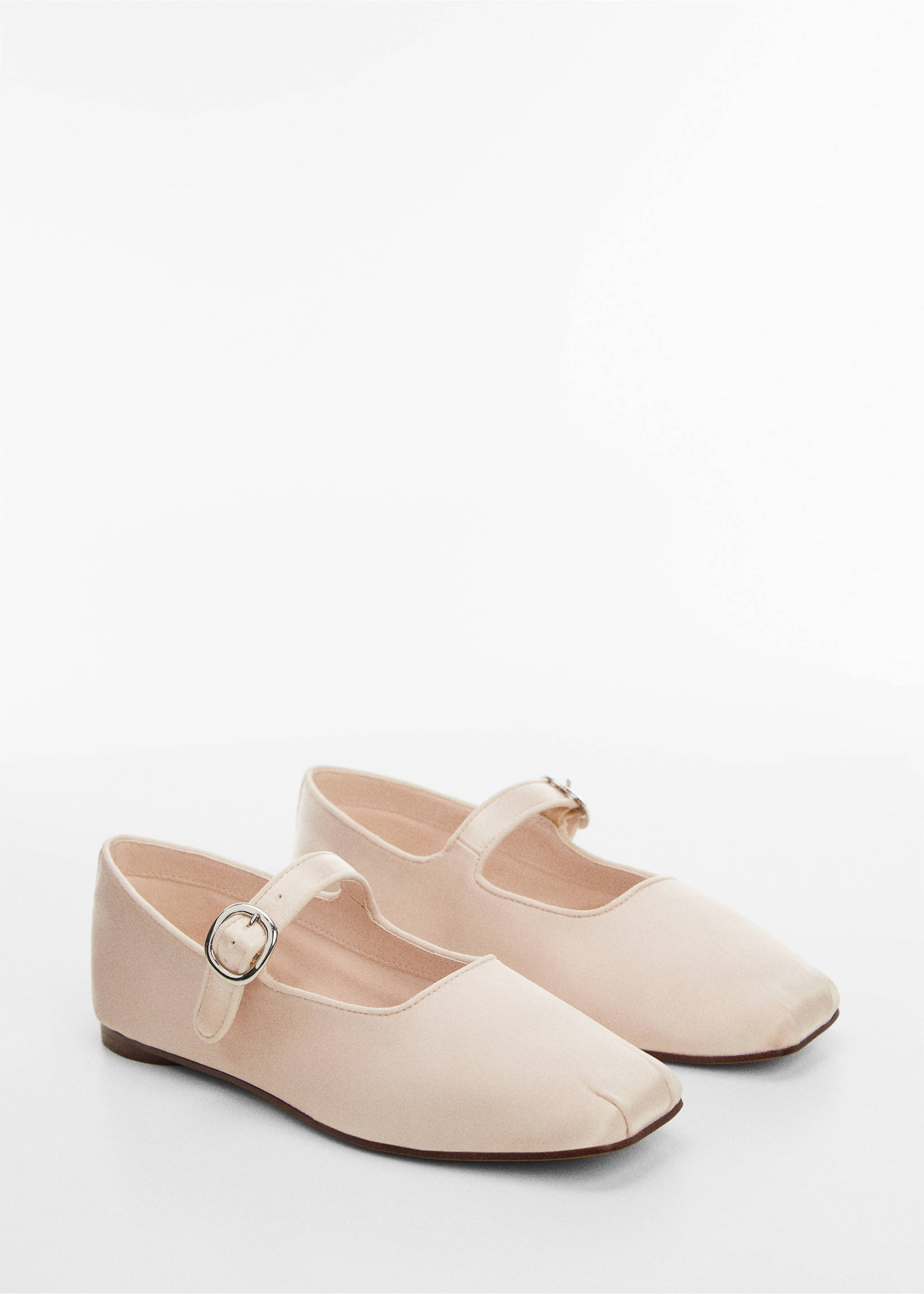 Satin ballet flats with buckle - Medium plane, Light Pink. Ref: 57028639-00.