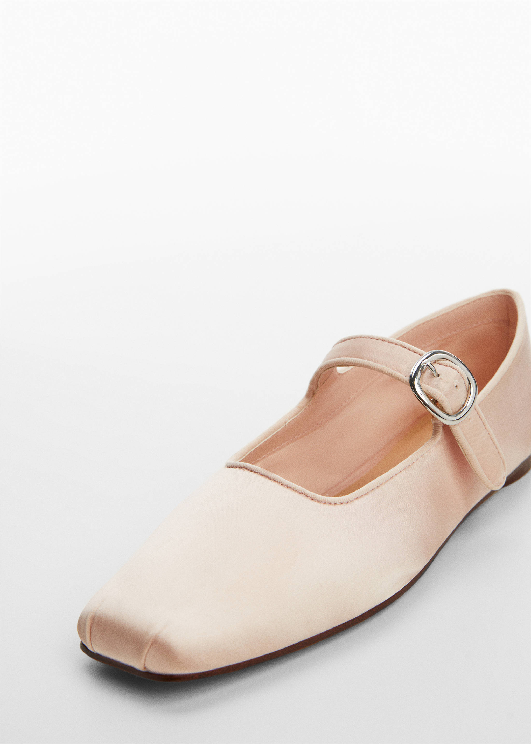 Satin ballet flats with buckle - Details of the article 2, Light Pink. Ref: 57028639-00.