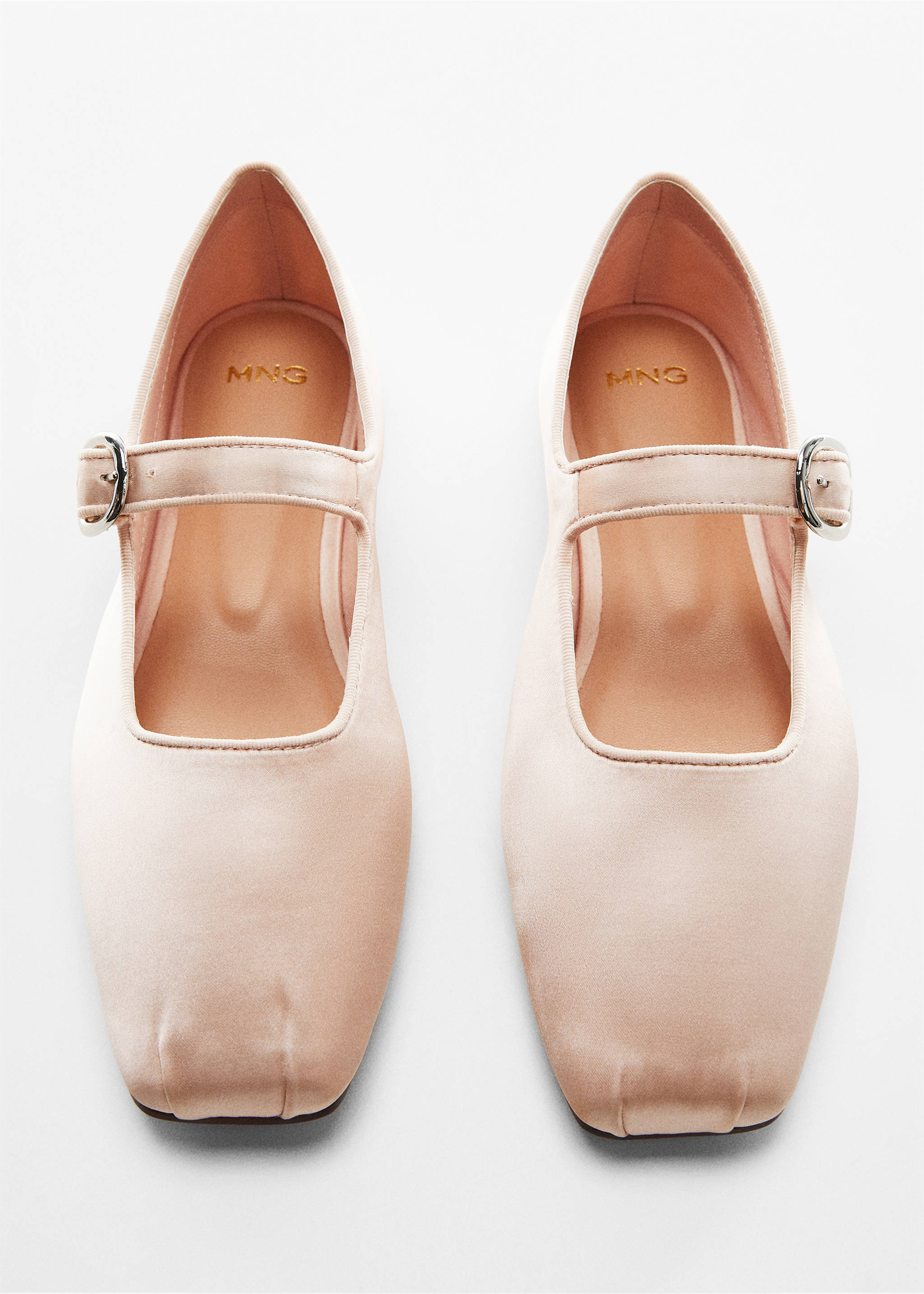 Satin ballet flats with buckle - Details of the article 5, Light Pink. Ref: 57028639-00.