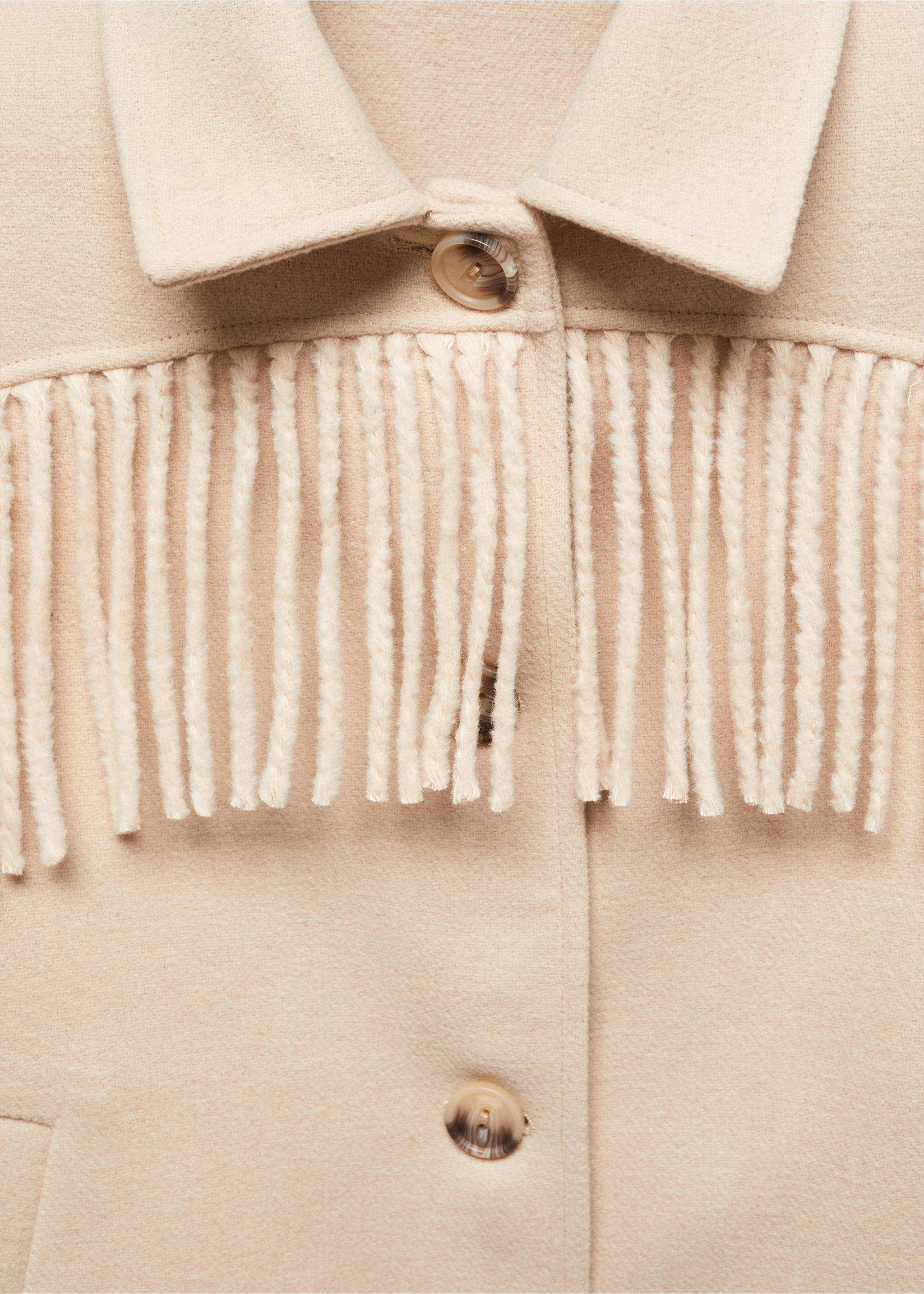 Wolljacke mit Fransen - Detail des Artikels 8, Ecru. Ref: 57028640-00.