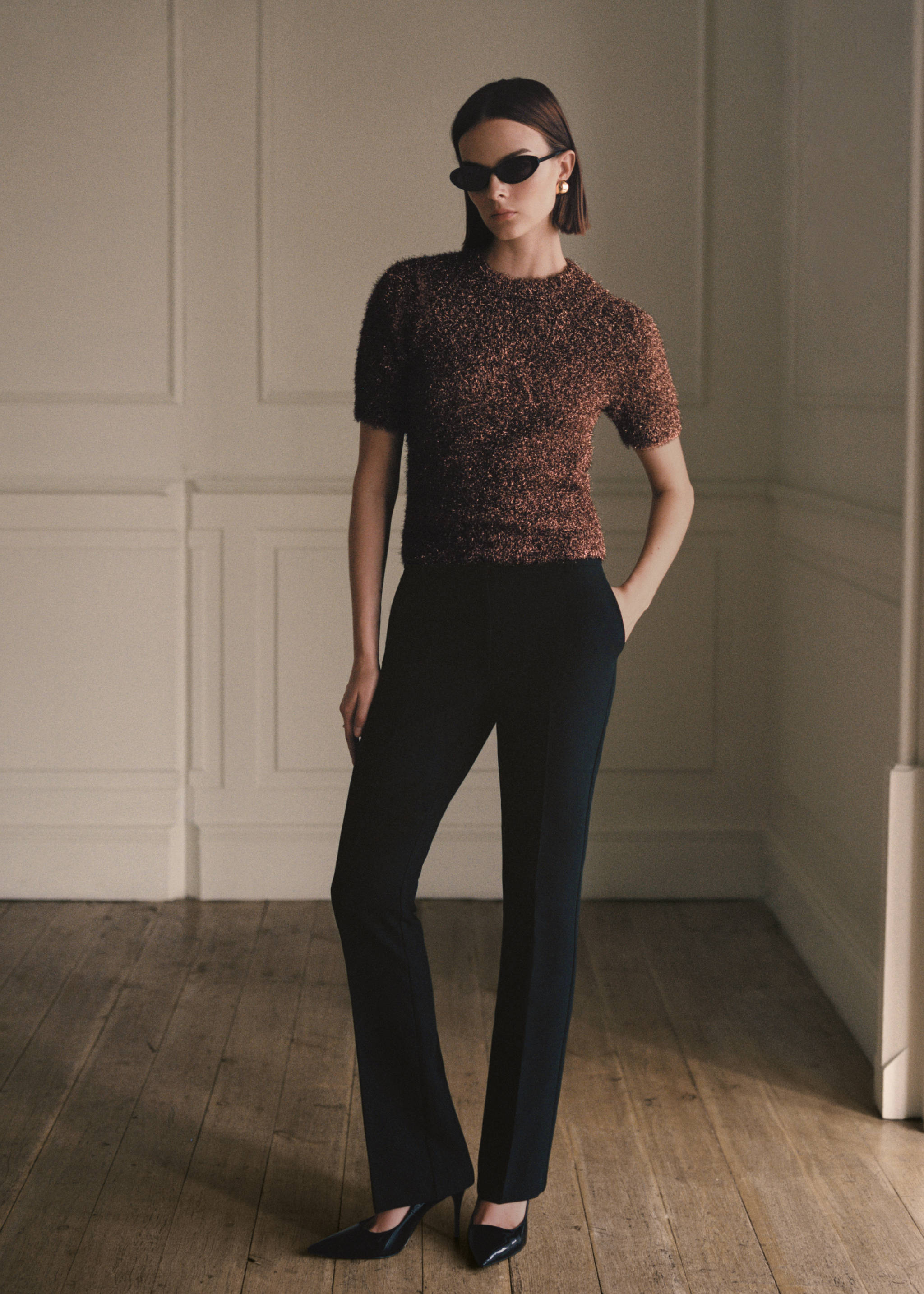 Short-sleeved lurex sweater - Details of the article 3
