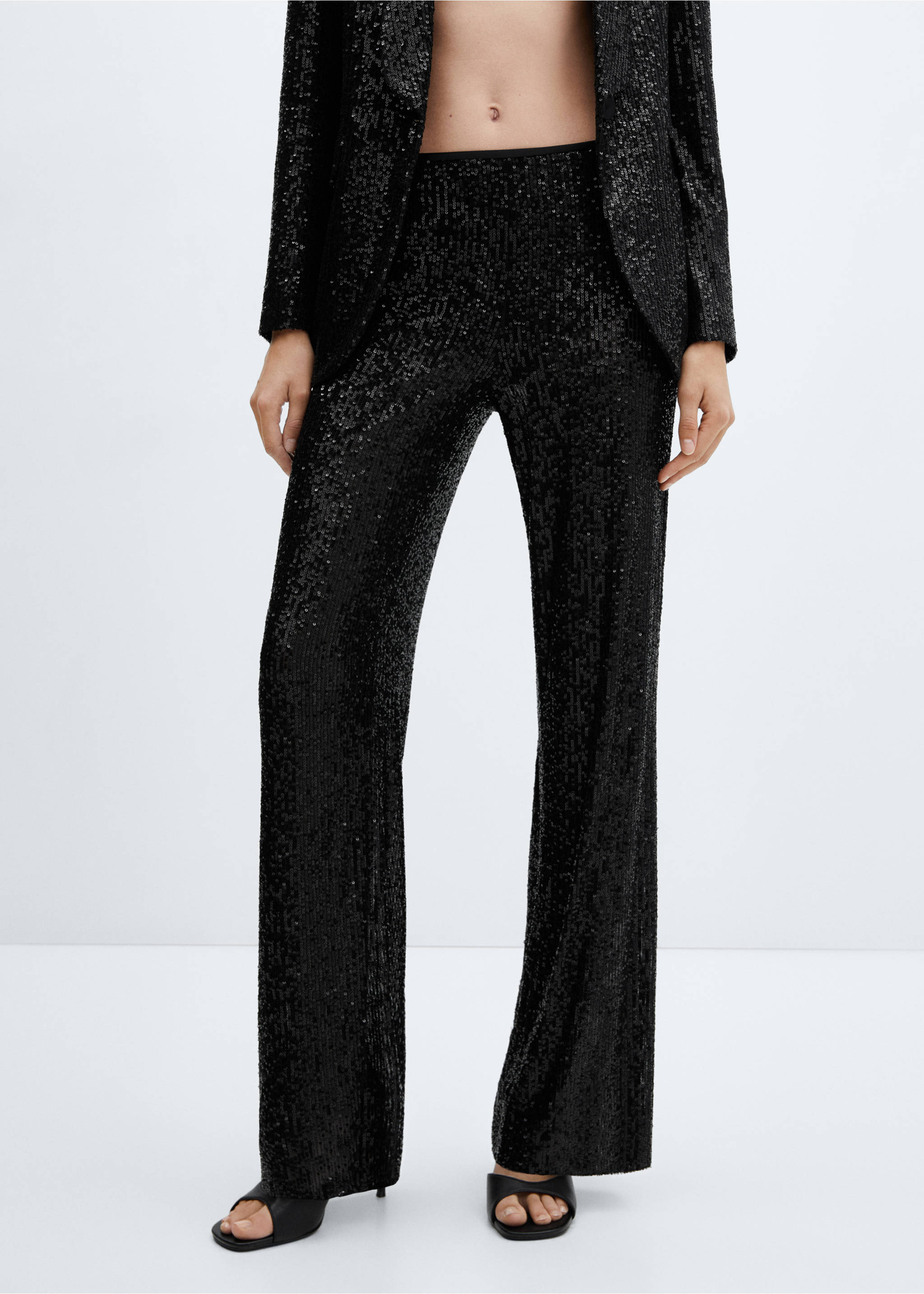 Pantalon costume sequins - Plan moyen, Noir. Ref: 57029095-00.