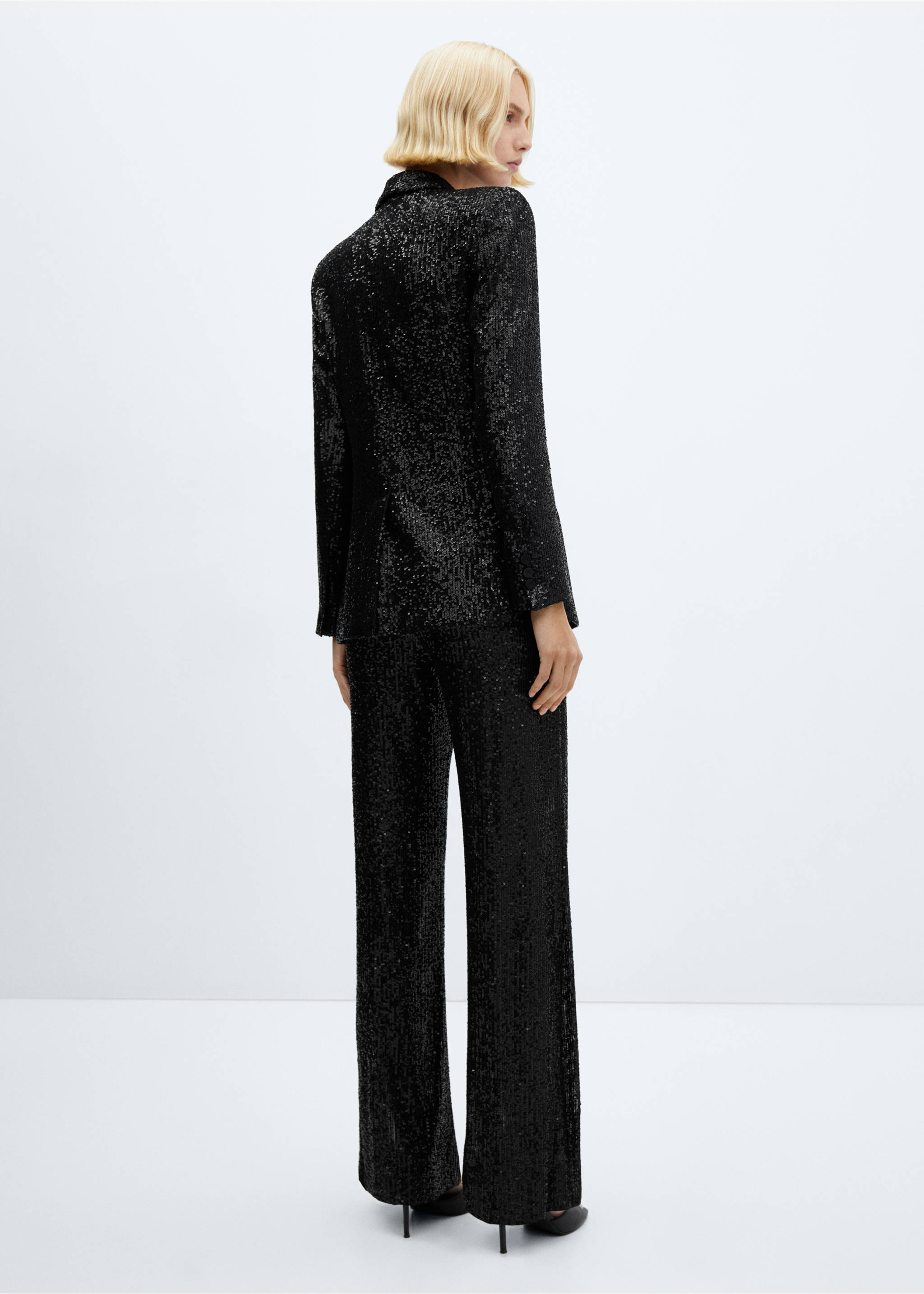 Pantalon costume sequins - Verso de l’article, Noir. Ref: 57029095-00.