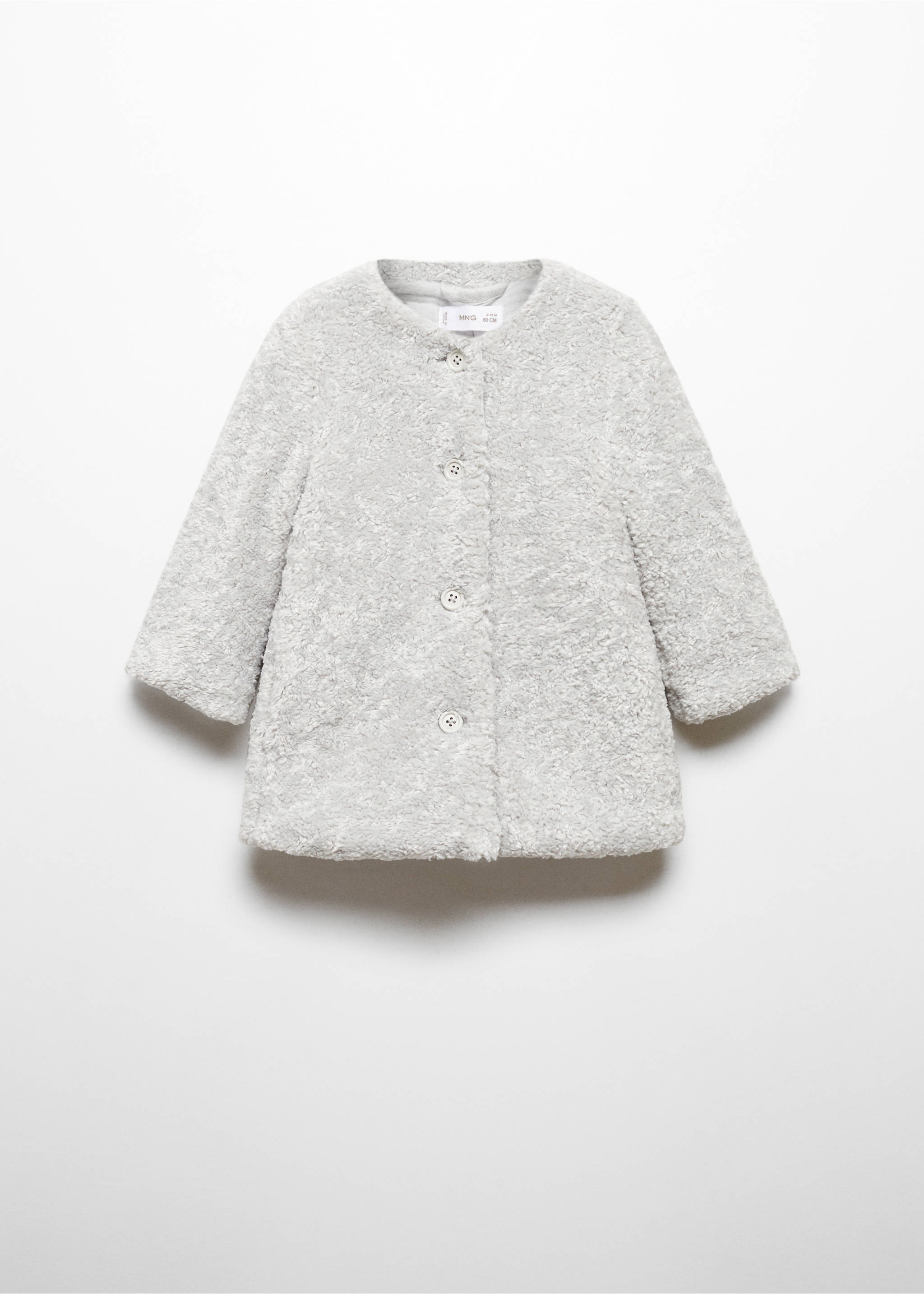 Shearling-effect coat - Article without model, Light Heather Grey. Ref: 57029099-00.