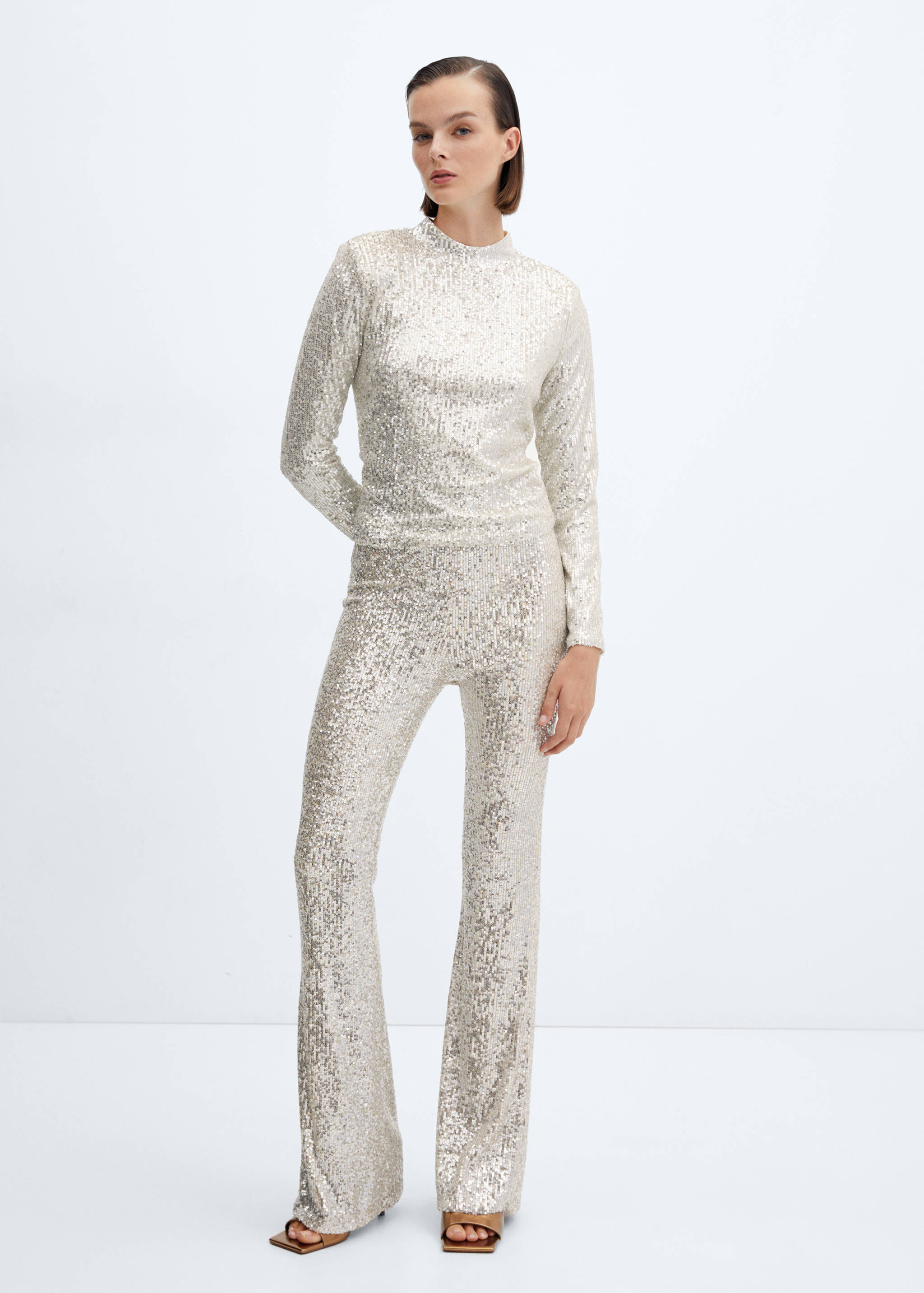 T-shirt paillettes col montant - Plan général