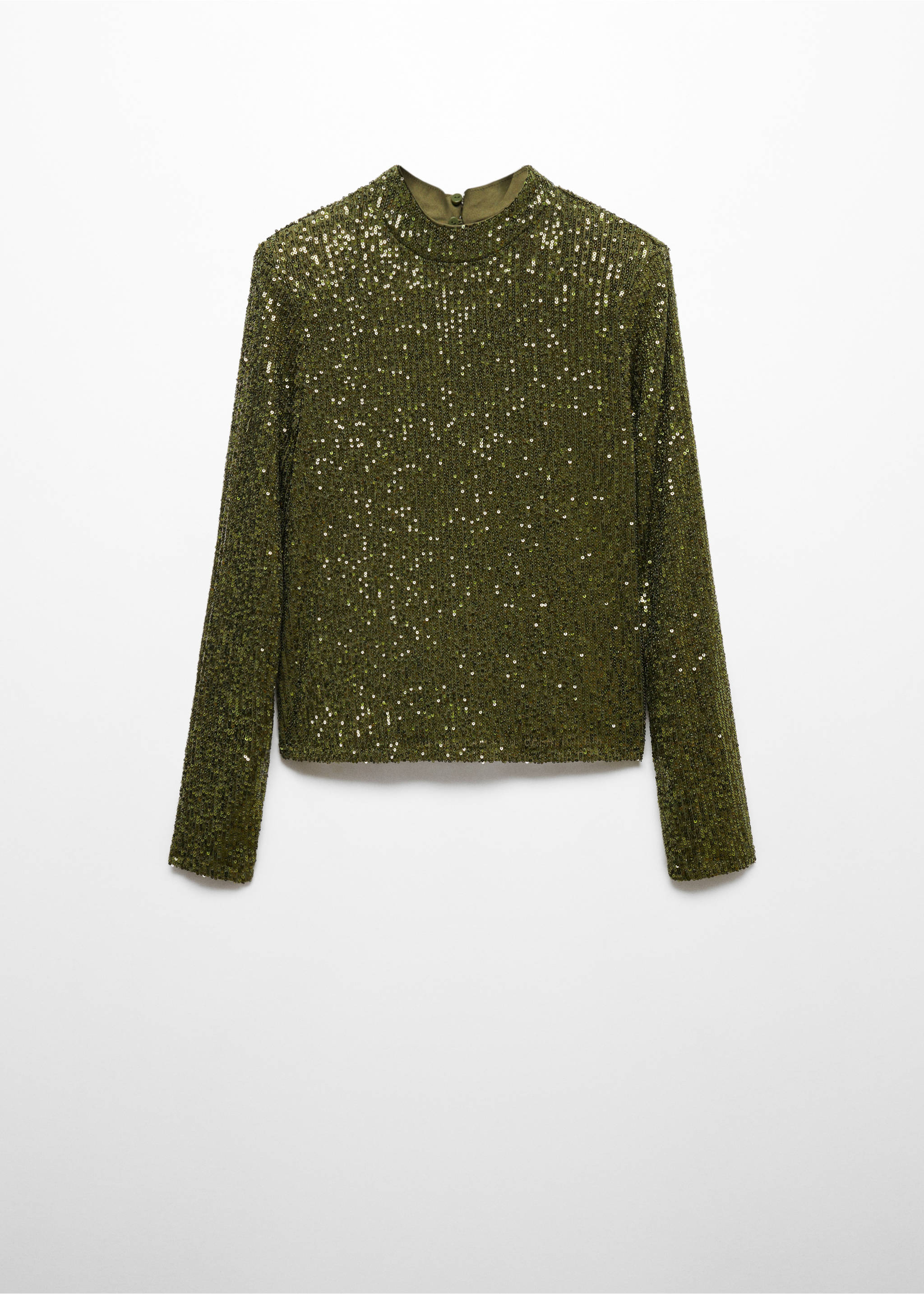 T-shirt paillettes col montant - Article sans modèle, Olive. Ref: 57029101-00.
