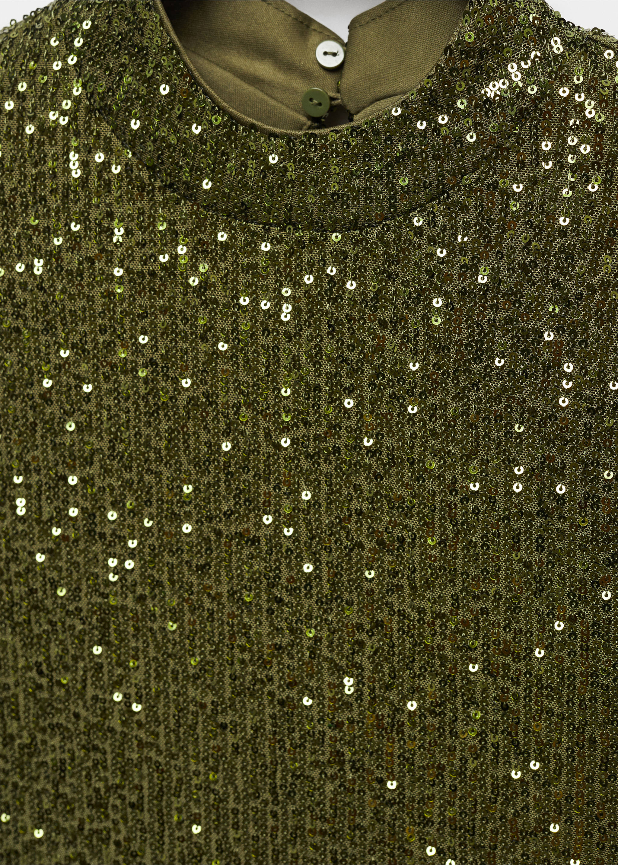 T-shirt paillettes col montant - Détail de l'article 8, Olive. Ref: 57029101-00.